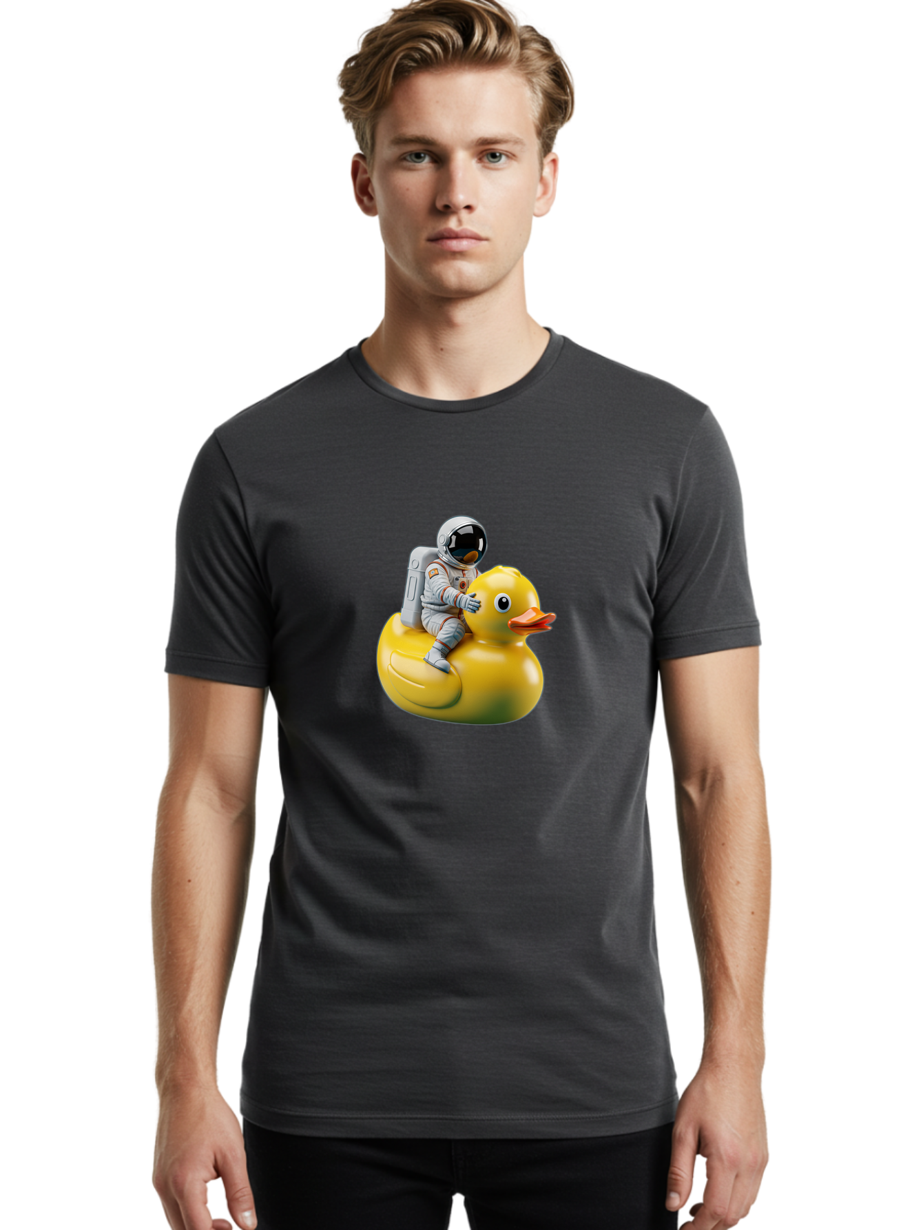 Astronaut-Riding-Rubber-Duck-4 Men'S Graphic Tee, 100% Cotton, Comfortable Casual Summer Wear, Machine Washable, Vintage Camera, Old Camera, Antique Camera, Black Camera, Classic Photography, Photography Equipment, Nostalgic Device, Baj980 4