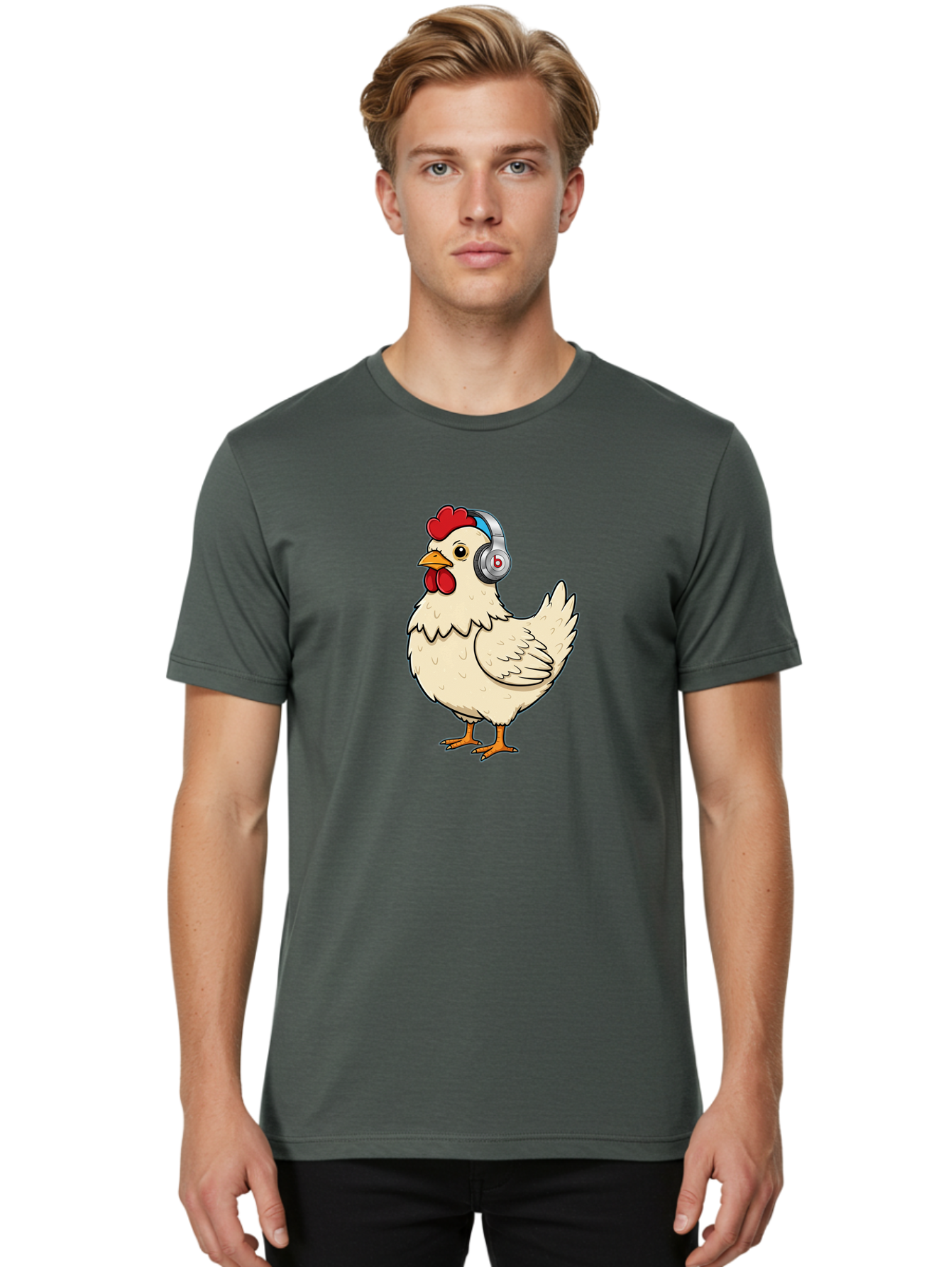 B-Headphones-Chicken Men'S Graphic Tee, 100% Cotton, Comfortable Casual Summer Wear, Machine Washable, Vintage Camera, Old Camera, Antique Camera, Black Camera, Classic Photography, Photography Equipment, Nostalgic Device, Film Camera, Baj990 18