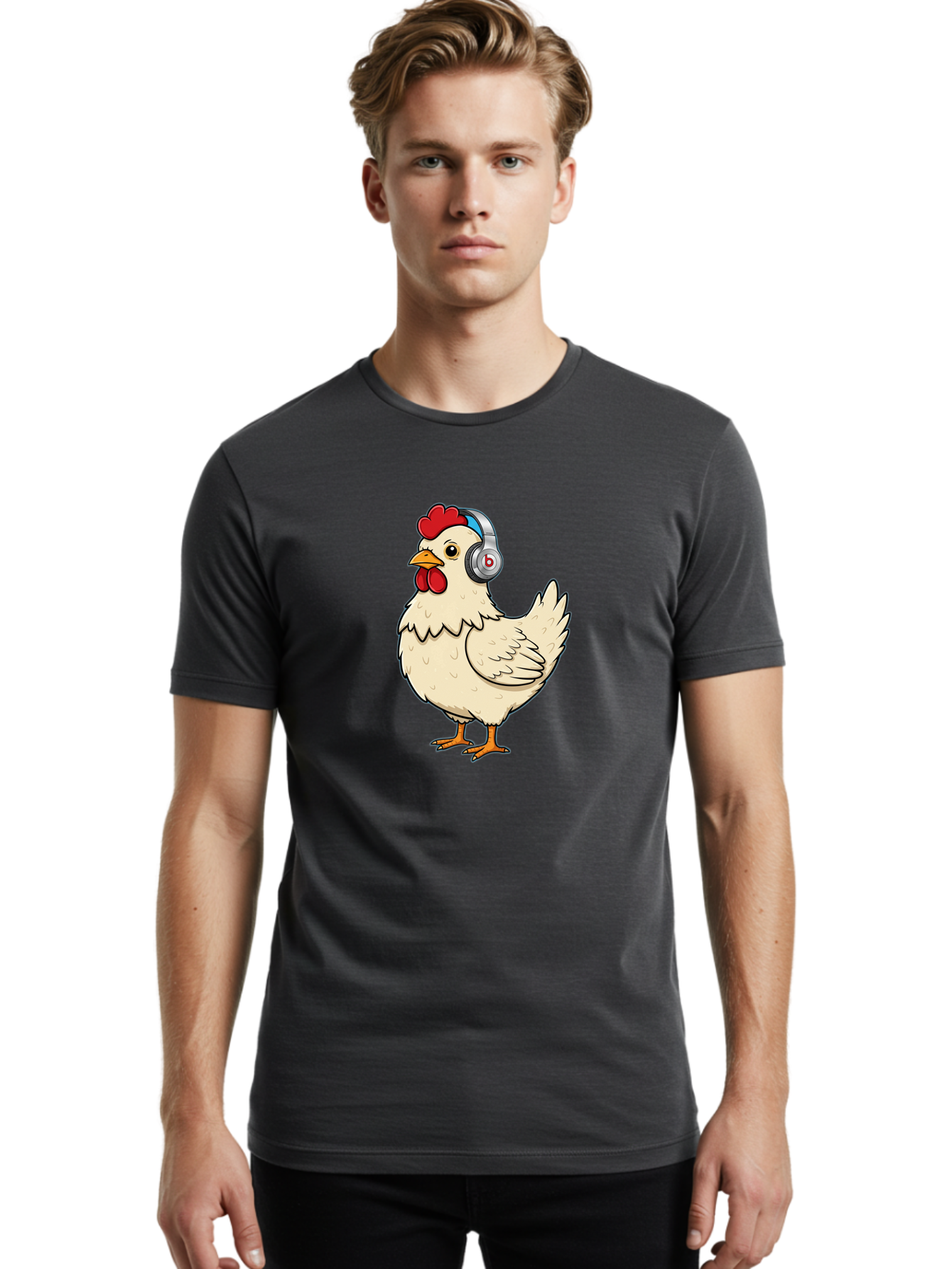 B-Headphones-Chicken Men'S Graphic Tee, 100% Cotton, Comfortable Casual Summer Wear, Machine Washable, Vintage Camera, Old Camera, Antique Camera, Black Camera, Classic Photography, Photography Equipment, Nostalgic Device, Film Camera, Baj990 16