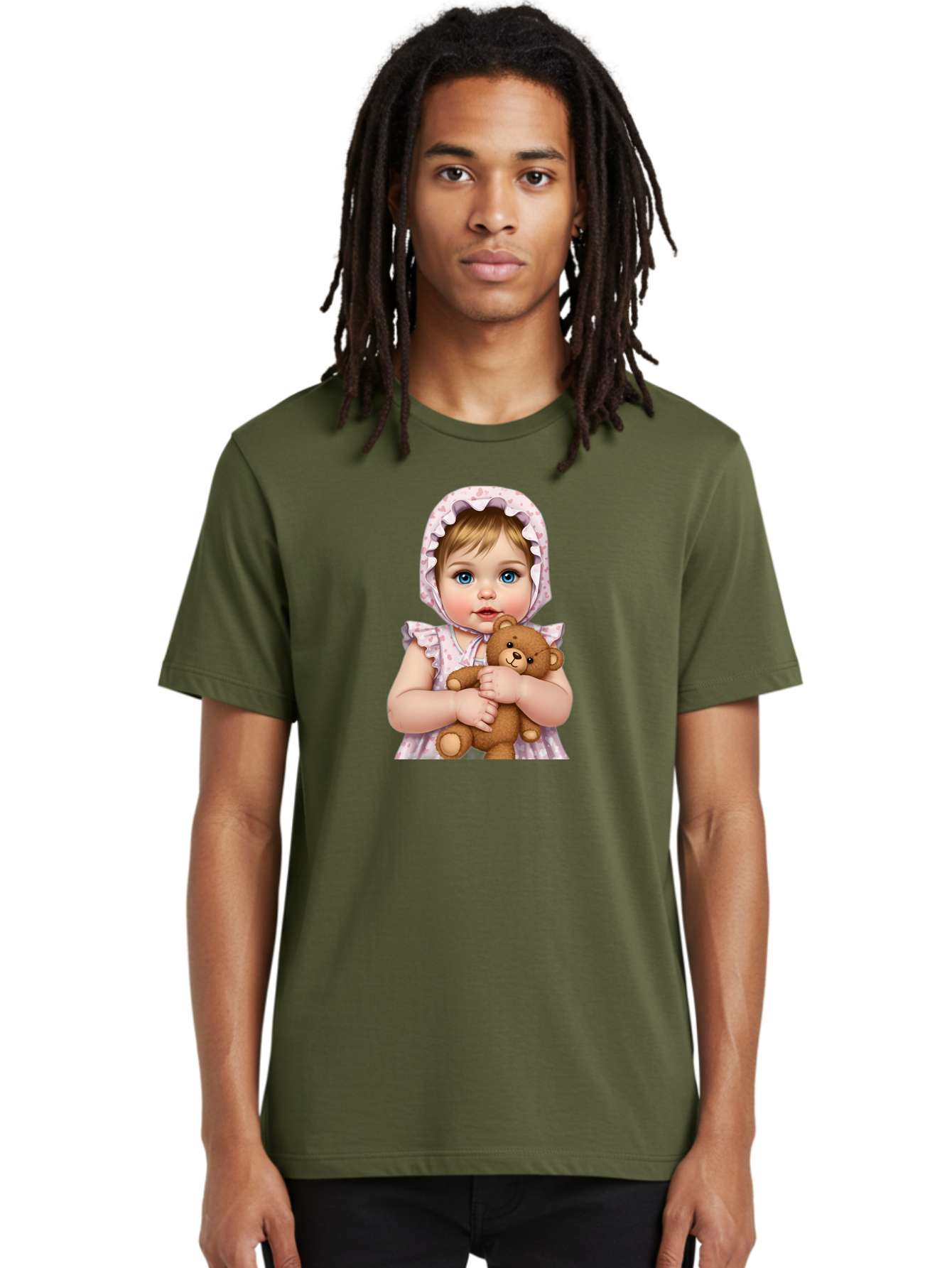 Baby-Girl-Hugging-Teddy Men'S Graphic Tee, 100% Cotton, Comfortable Casual Summer Wear, Machine Washable, Vintage Camera, Old Camera, Antique Camera, Black Camera, Classic Photography, Photography Equipment, Nostalgic Device, Film Camera, Bak007 30