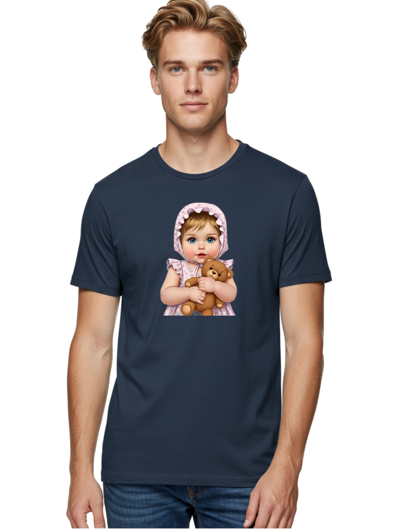 Baby-Girl-Hugging-Teddy Men'S Graphic Tee, 100% Cotton, Comfortable Casual Summer Wear, Machine Washable, Vintage Camera, Old Camera, Antique Camera, Black Camera, Classic Photography, Photography Equipment, Nostalgic Device, Film Camera, Bak007 22