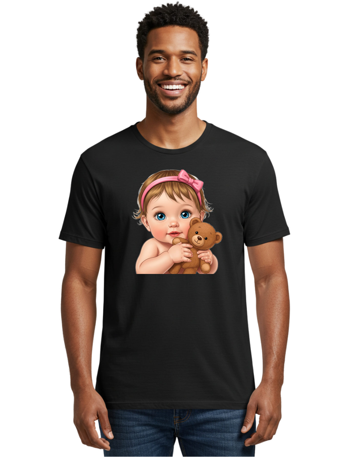 Baby-Girl-With-Teddy-1 Men'S Graphic Tee, 100% Cotton, Comfortable Casual Summer Wear, Machine Washable, Vintage Camera, Old Camera, Antique Camera, Black Camera, Classic Photography, Photography Equipment, Nostalgic Device, Film Camera, Bak008 22