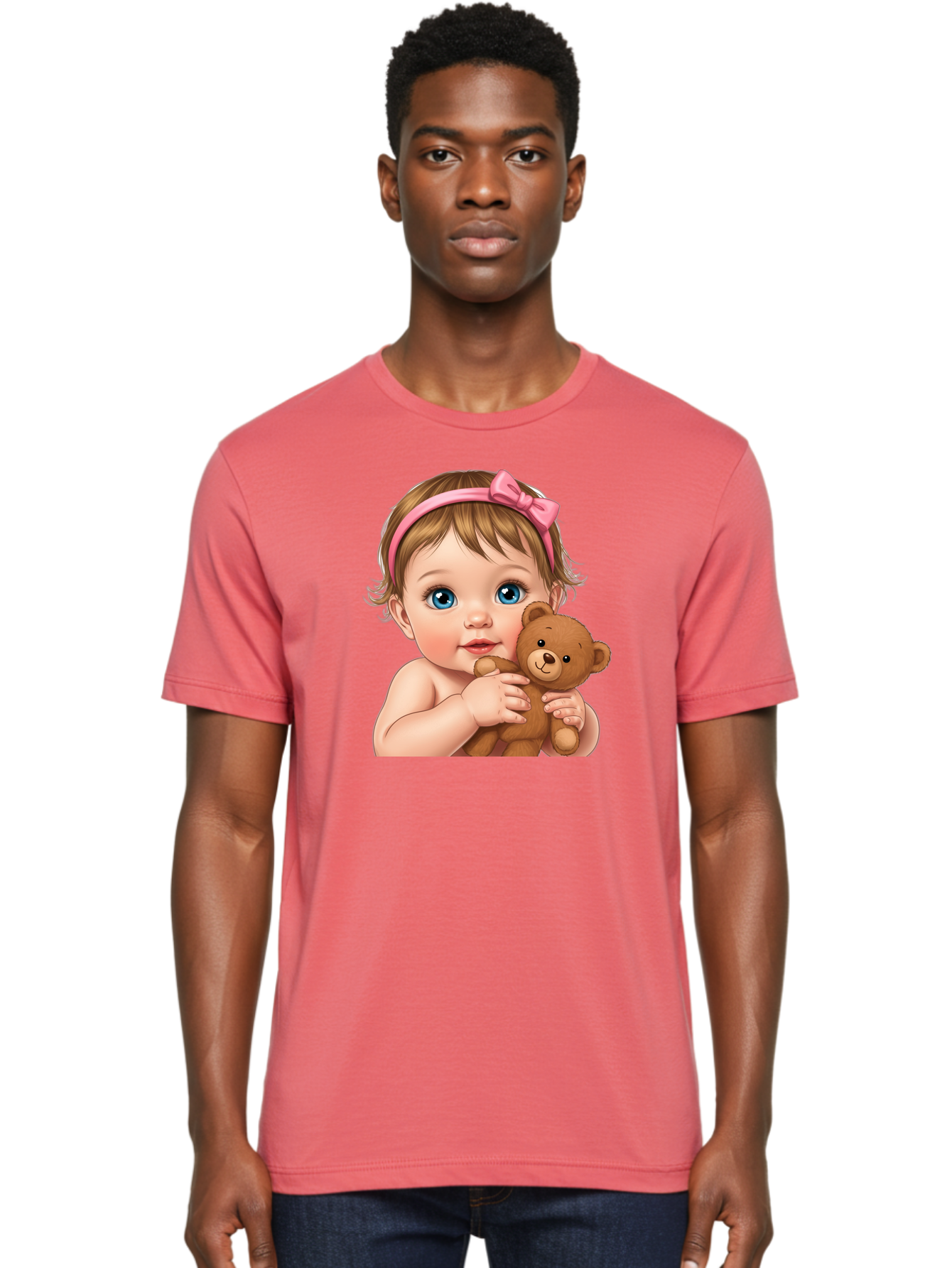 Baby-Girl-With-Teddy-1 Men'S Graphic Tee, 100% Cotton, Comfortable Casual Summer Wear, Machine Washable, Vintage Camera, Old Camera, Antique Camera, Black Camera, Classic Photography, Photography Equipment, Nostalgic Device, Film Camera, Bak008 24