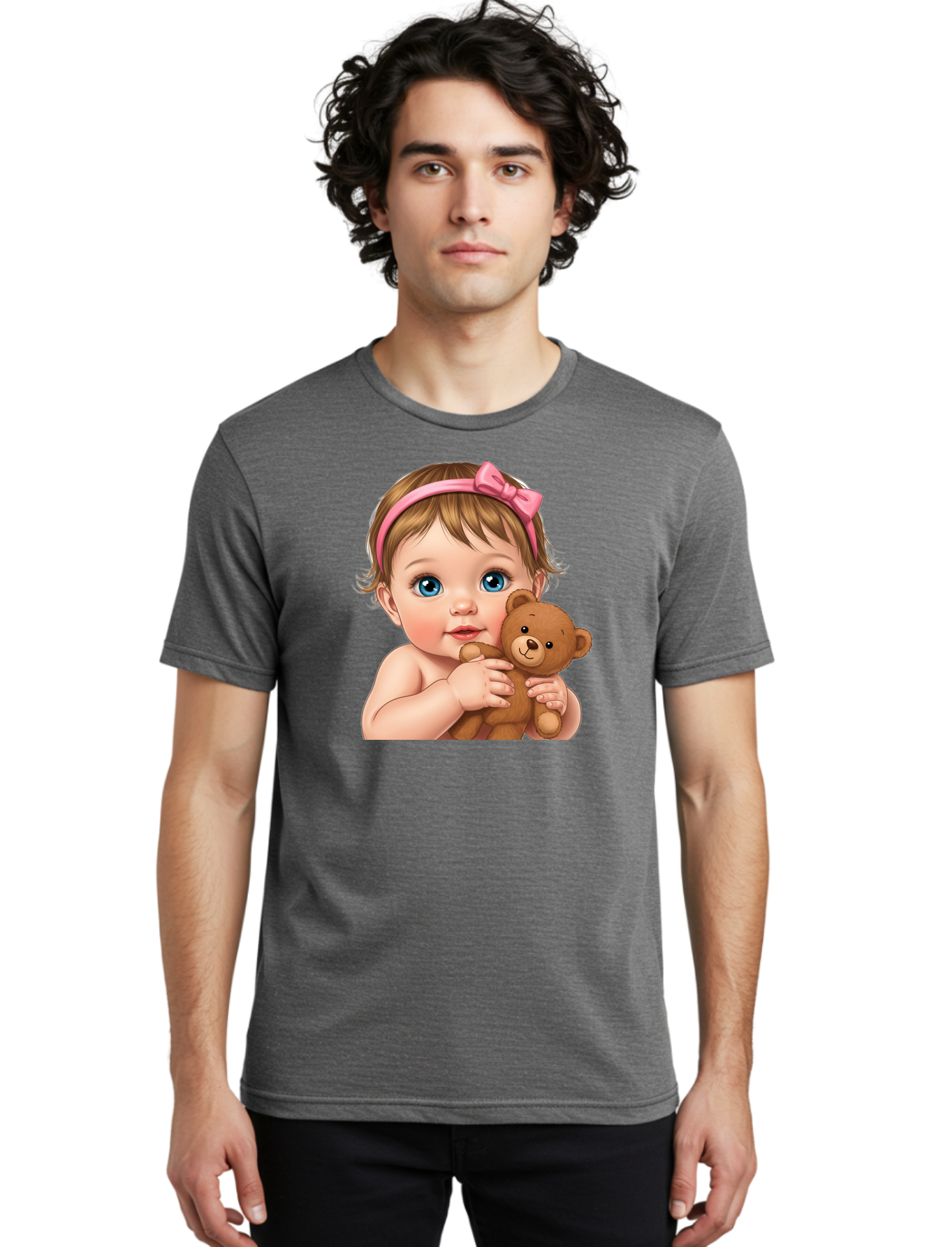 Baby-Girl-With-Teddy-1 Men'S Graphic Tee, 100% Cotton, Comfortable Casual Summer Wear, Machine Washable, Vintage Camera, Old Camera, Antique Camera, Black Camera, Classic Photography, Photography Equipment, Nostalgic Device, Film Camera, Bak008 26
