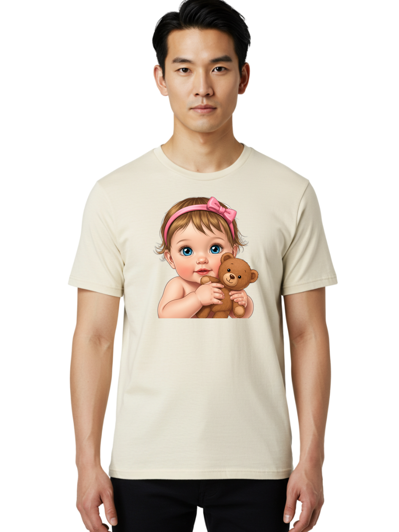 Baby-Girl-With-Teddy-1 Men'S Graphic Tee, 100% Cotton, Comfortable Casual Summer Wear, Machine Washable, Vintage Camera, Old Camera, Antique Camera, Black Camera, Classic Photography, Photography Equipment, Nostalgic Device, Film Camera, Bak008 18