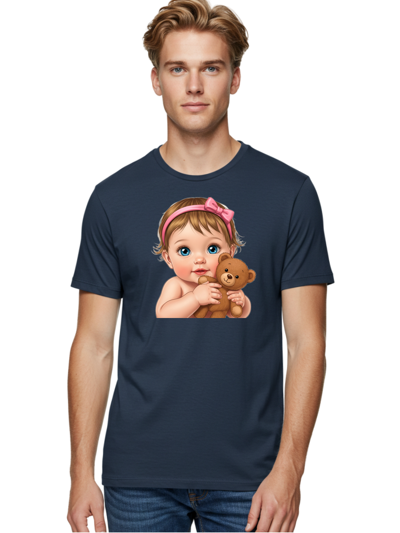 Baby-Girl-With-Teddy-1 Men'S Graphic Tee, 100% Cotton, Comfortable Casual Summer Wear, Machine Washable, Vintage Camera, Old Camera, Antique Camera, Black Camera, Classic Photography, Photography Equipment, Nostalgic Device, Film Camera, Bak008 27