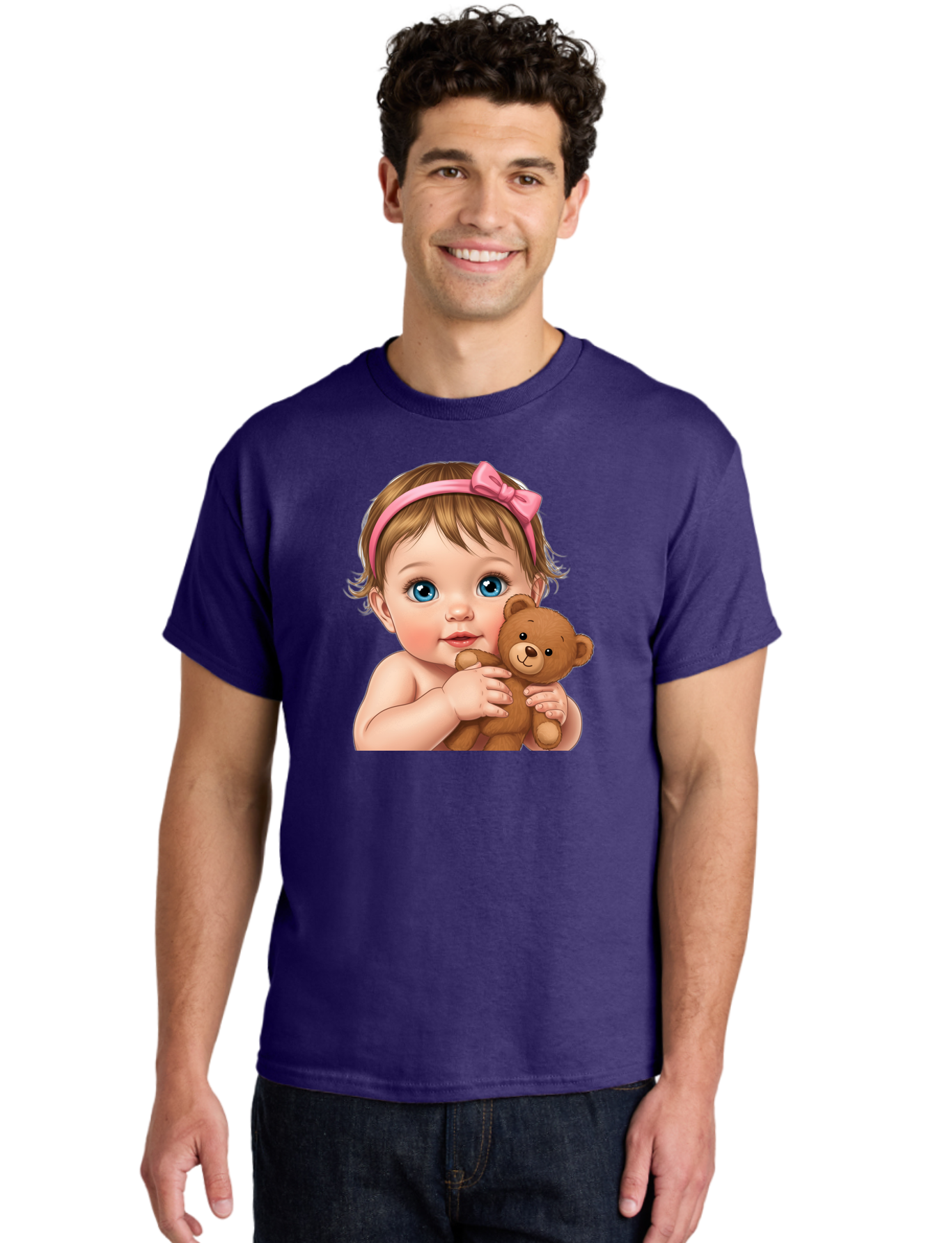 Baby-Girl-With-Teddy-1 Men'S Graphic Tee, 100% Cotton, Comfortable Casual Summer Wear, Machine Washable, Vintage Camera, Old Camera, Antique Camera, Black Camera, Classic Photography, Photography Equipment, Nostalgic Device, Film Camera, Bak008 17