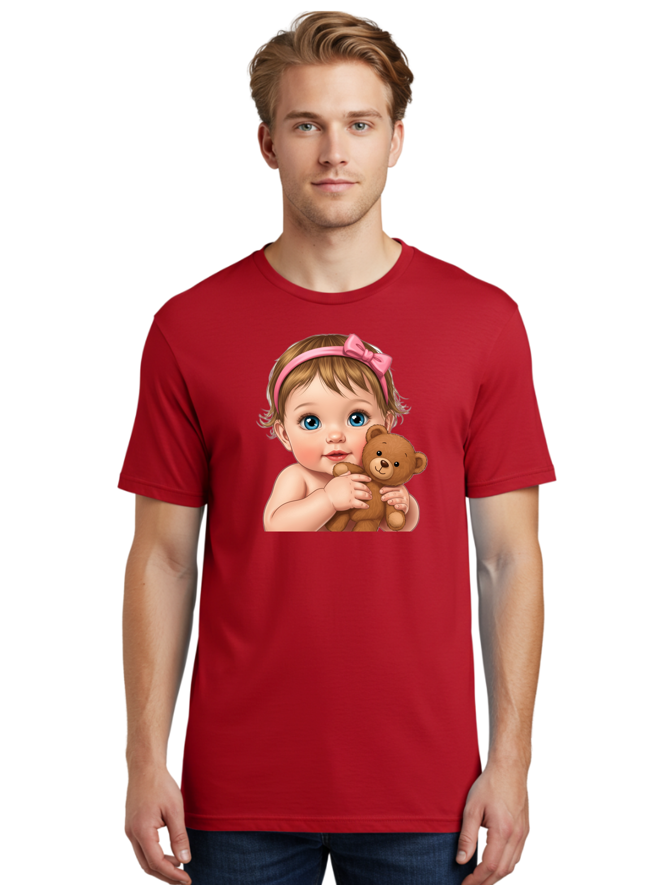 Baby-Girl-With-Teddy-1 Men'S Graphic Tee, 100% Cotton, Comfortable Casual Summer Wear, Machine Washable, Vintage Camera, Old Camera, Antique Camera, Black Camera, Classic Photography, Photography Equipment, Nostalgic Device, Film Camera, Bak008 29