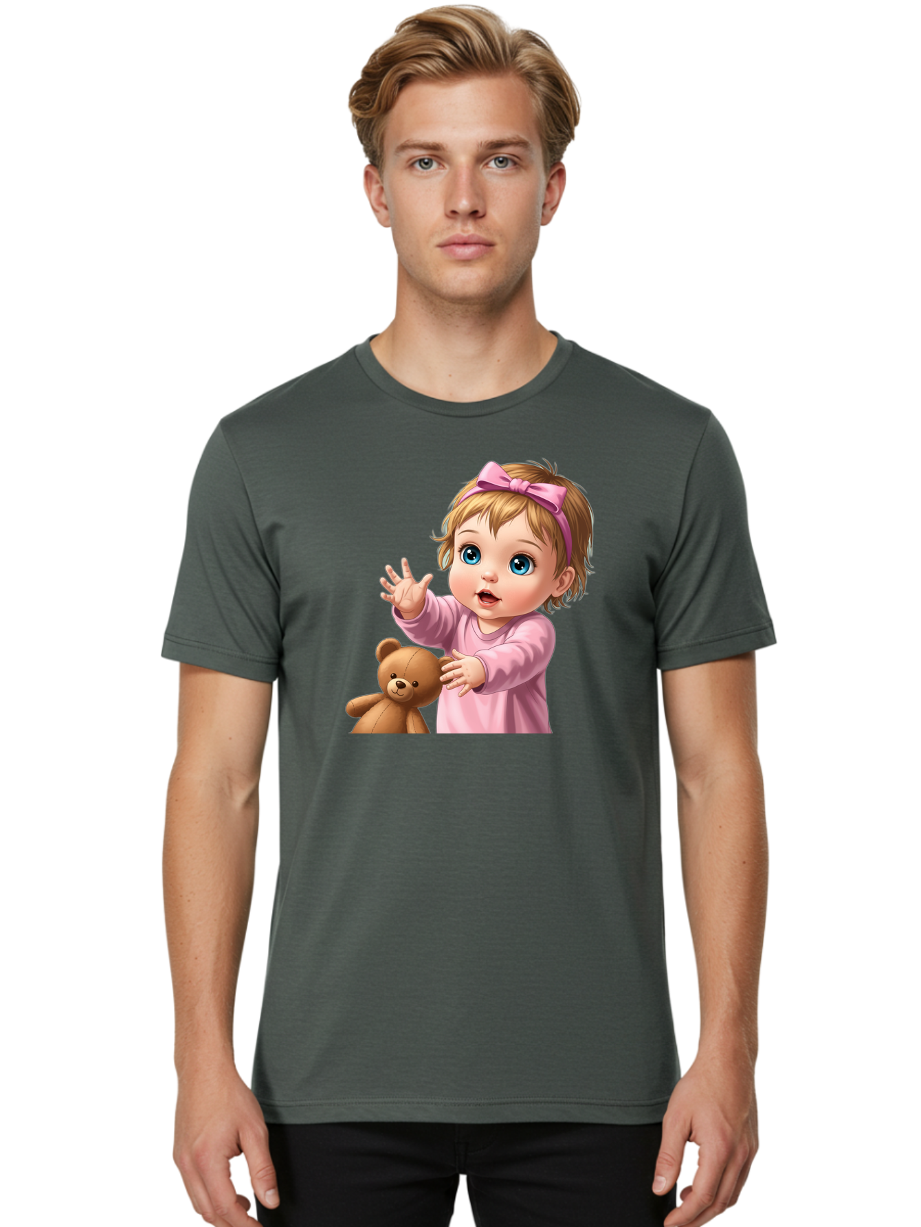 Baby-Girl-With-Teddy-3 Men'S Graphic Tee, 100% Cotton, Comfortable Casual Summer Wear, Machine Washable, Vintage Camera, Old Camera, Antique Camera, Black Camera, Classic Photography, Photography Equipment, Nostalgic Device, Film Camera, Bak010 26