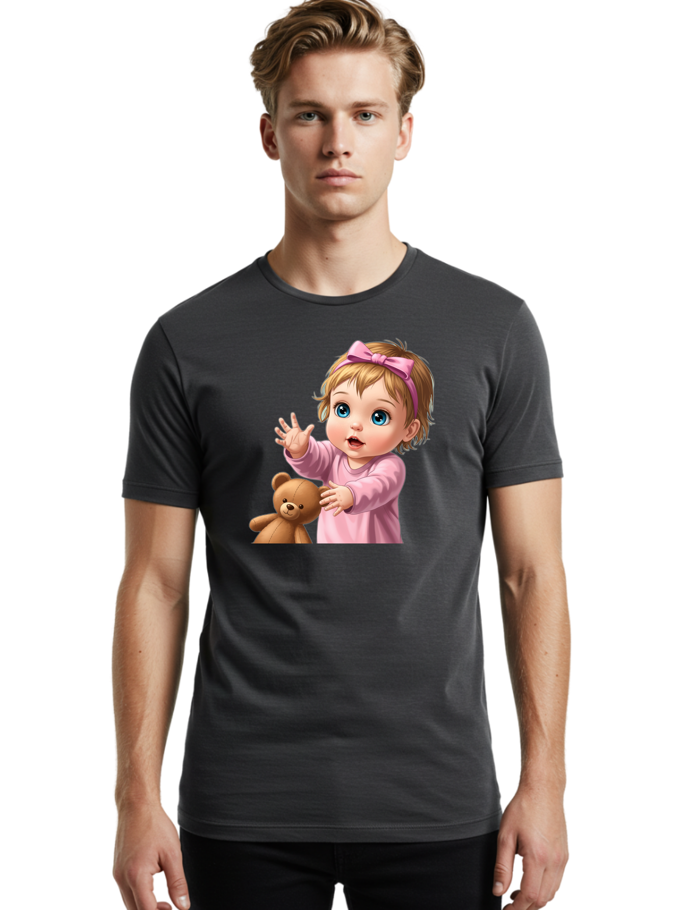 Baby-Girl-With-Teddy-3 Men'S Graphic Tee, 100% Cotton, Comfortable Casual Summer Wear, Machine Washable, Vintage Camera, Old Camera, Antique Camera, Black Camera, Classic Photography, Photography Equipment, Nostalgic Device, Film Camera, Bak010 27