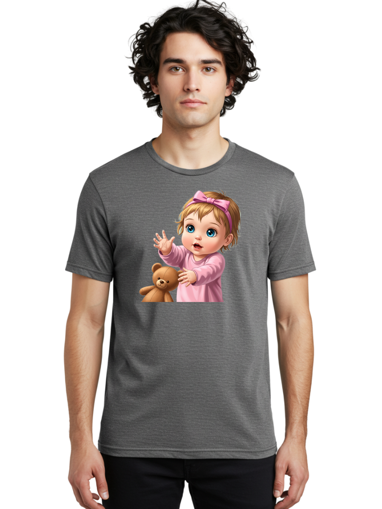 Baby-Girl-With-Teddy-3 Men'S Graphic Tee, 100% Cotton, Comfortable Casual Summer Wear, Machine Washable, Vintage Camera, Old Camera, Antique Camera, Black Camera, Classic Photography, Photography Equipment, Nostalgic Device, Film Camera, Bak010 24