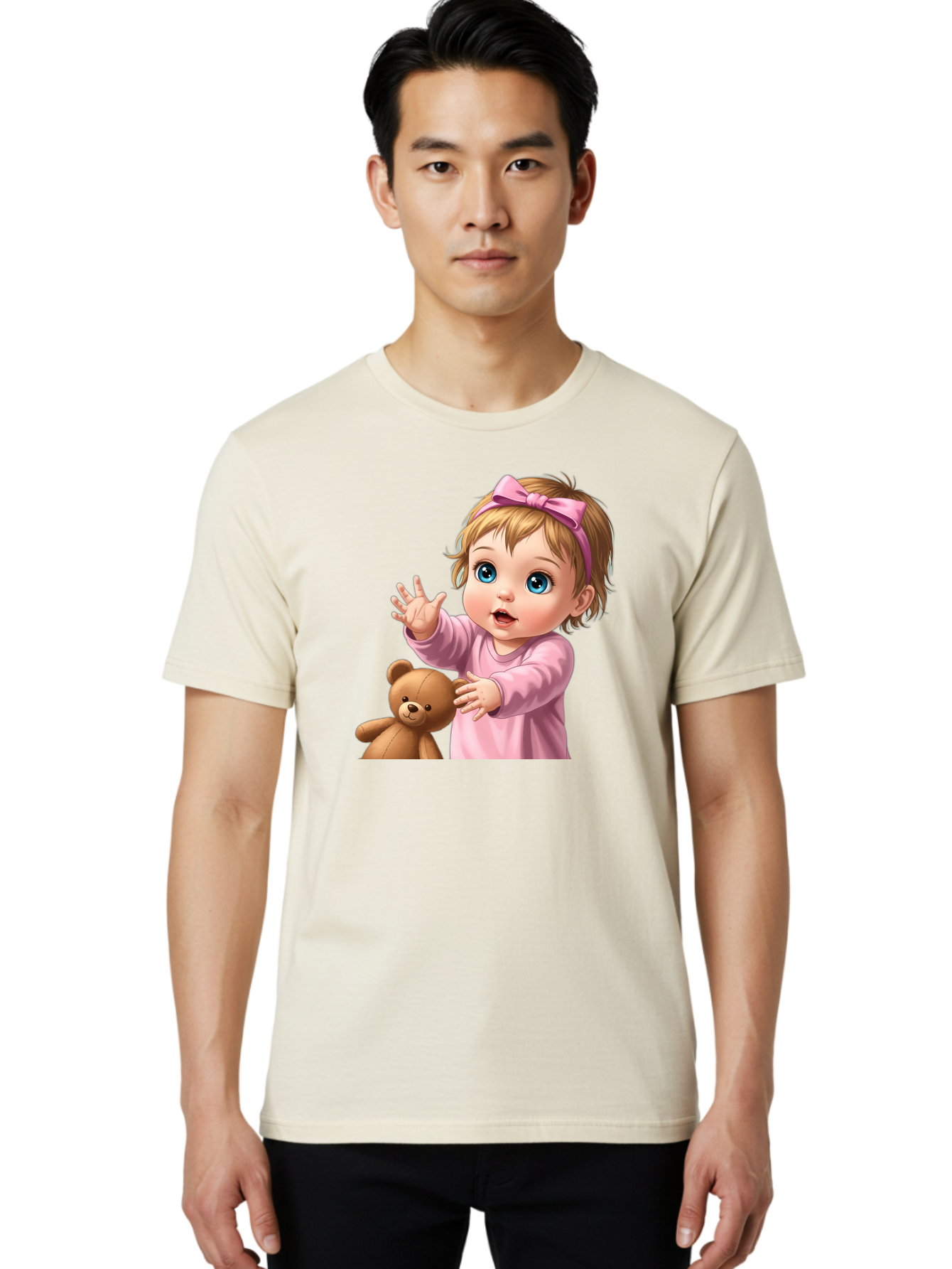 Baby-Girl-With-Teddy-3 Men'S Graphic Tee, 100% Cotton, Comfortable Casual Summer Wear, Machine Washable, Vintage Camera, Old Camera, Antique Camera, Black Camera, Classic Photography, Photography Equipment, Nostalgic Device, Film Camera, Bak010 25