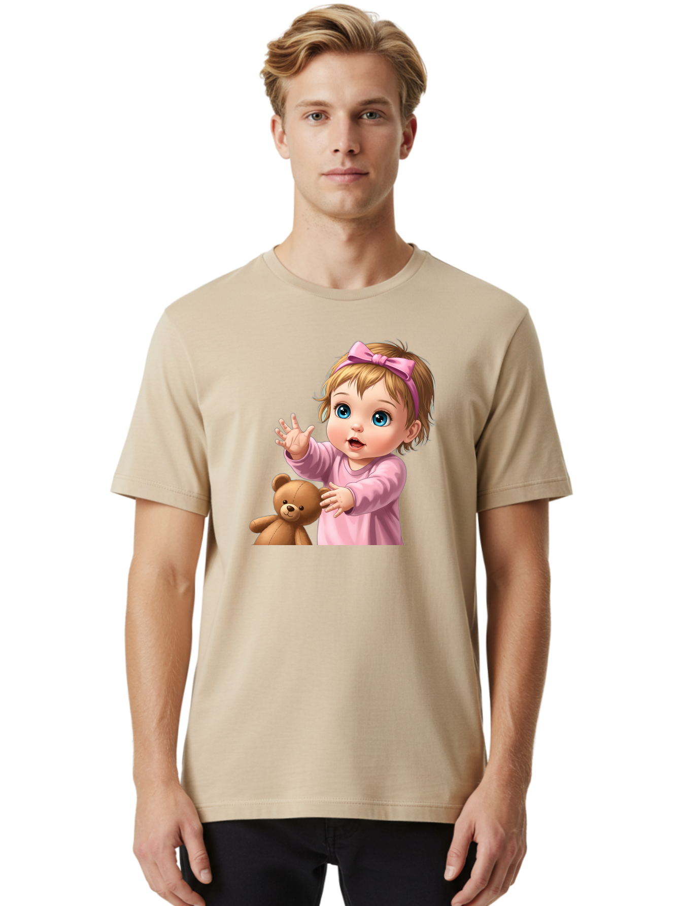Baby-Girl-With-Teddy-3 Men'S Graphic Tee, 100% Cotton, Comfortable Casual Summer Wear, Machine Washable, Vintage Camera, Old Camera, Antique Camera, Black Camera, Classic Photography, Photography Equipment, Nostalgic Device, Film Camera, Bak010 17