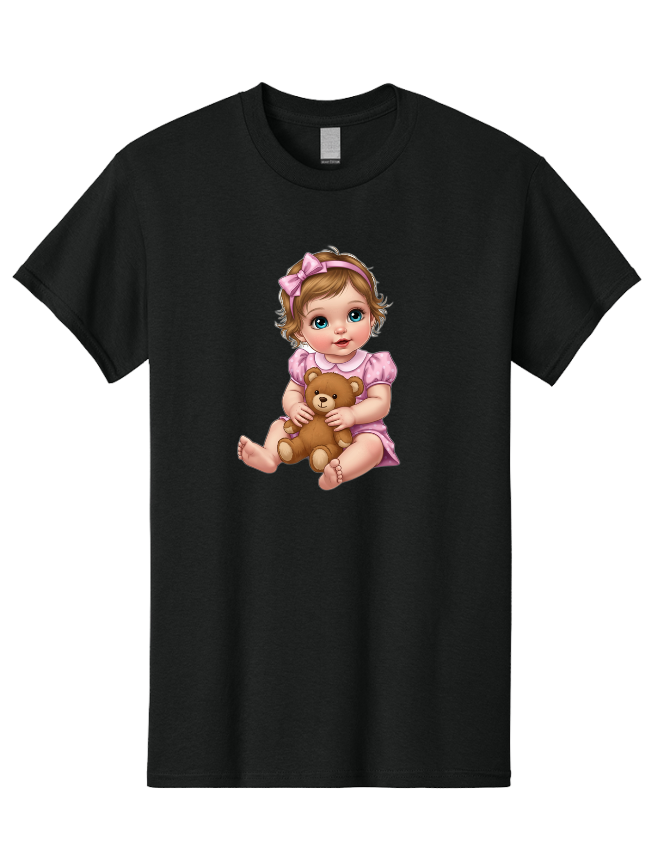 Baby-Girl-With-Teddy-Bear-1 Men'S Graphic Tee, 100% Cotton, Comfortable Casual Summer Wear, Machine Washable, Vintage Camera, Old Camera, Antique Camera, Black Camera, Classic Photography, Photography Equipment, Nostalgic Device, Film Camera, Bak011 3