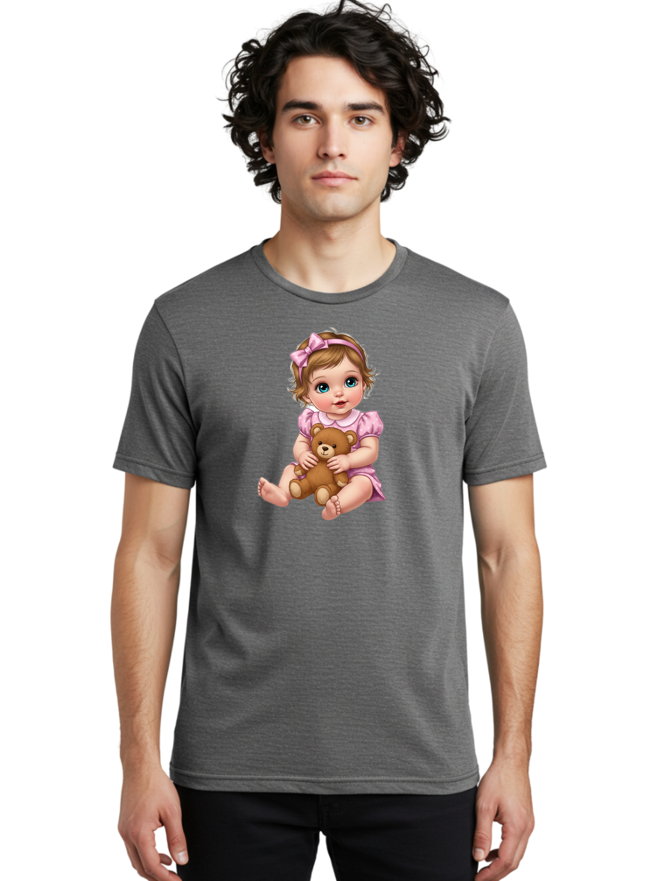 Baby-Girl-With-Teddy-Bear-1 Men'S Graphic Tee, 100% Cotton, Comfortable Casual Summer Wear, Machine Washable, Vintage Camera, Old Camera, Antique Camera, Black Camera, Classic Photography, Photography Equipment, Nostalgic Device, Film Camera, Bak011 25