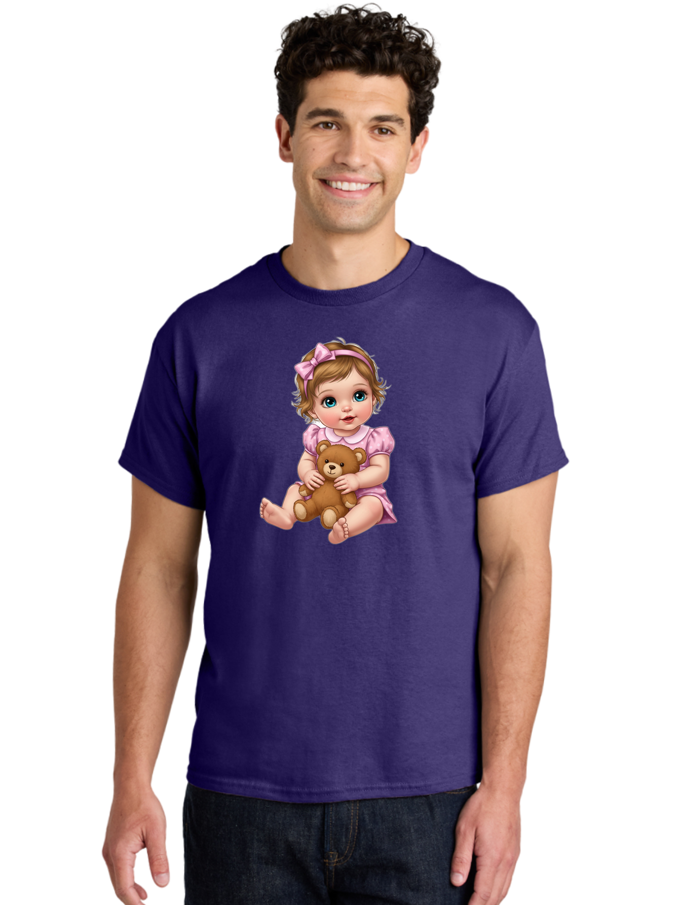 Baby-Girl-With-Teddy-Bear-1 Men'S Graphic Tee, 100% Cotton, Comfortable Casual Summer Wear, Machine Washable, Vintage Camera, Old Camera, Antique Camera, Black Camera, Classic Photography, Photography Equipment, Nostalgic Device, Film Camera, Bak011 20