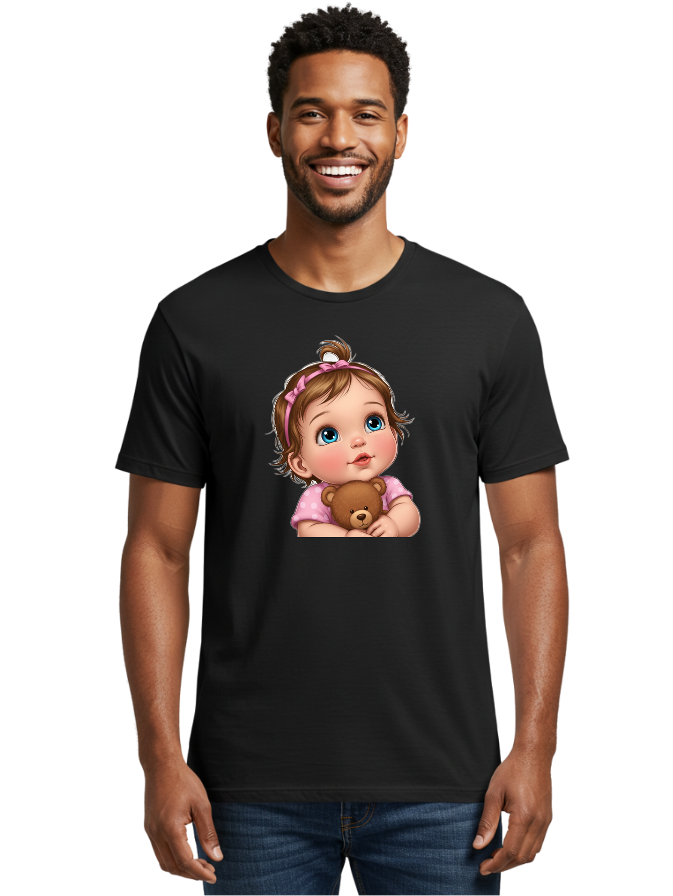 Baby-Girl-With-Teddy-Bear-2 Men'S Graphic Tee, 100% Cotton, Comfortable Casual Summer Wear, Machine Washable, Vintage Camera, Old Camera, Antique Camera, Black Camera, Classic Photography, Photography Equipment, Nostalgic Device, Film Camera, Bak012 25