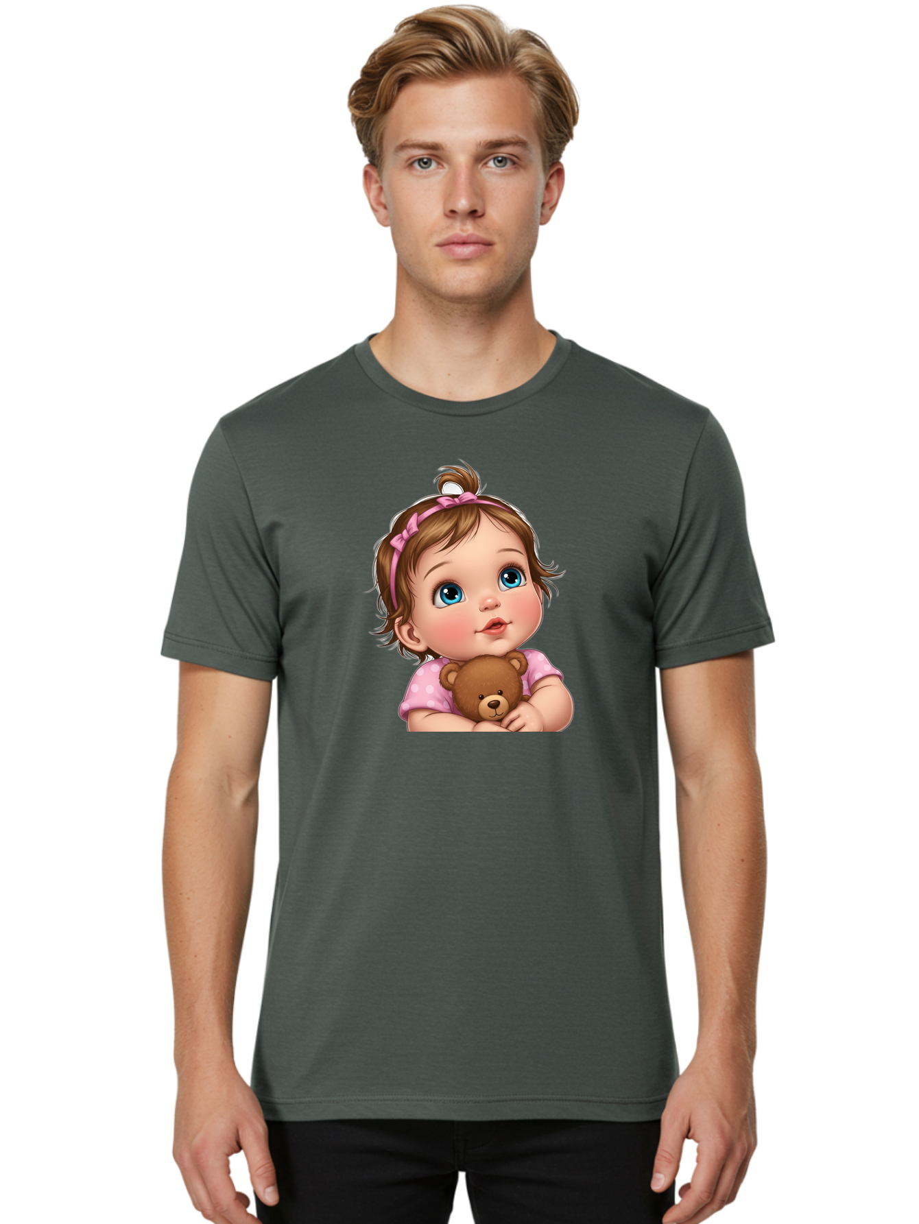 Baby-Girl-With-Teddy-Bear-2 Men'S Graphic Tee, 100% Cotton, Comfortable Casual Summer Wear, Machine Washable, Vintage Camera, Old Camera, Antique Camera, Black Camera, Classic Photography, Photography Equipment, Nostalgic Device, Film Camera, Bak012 29