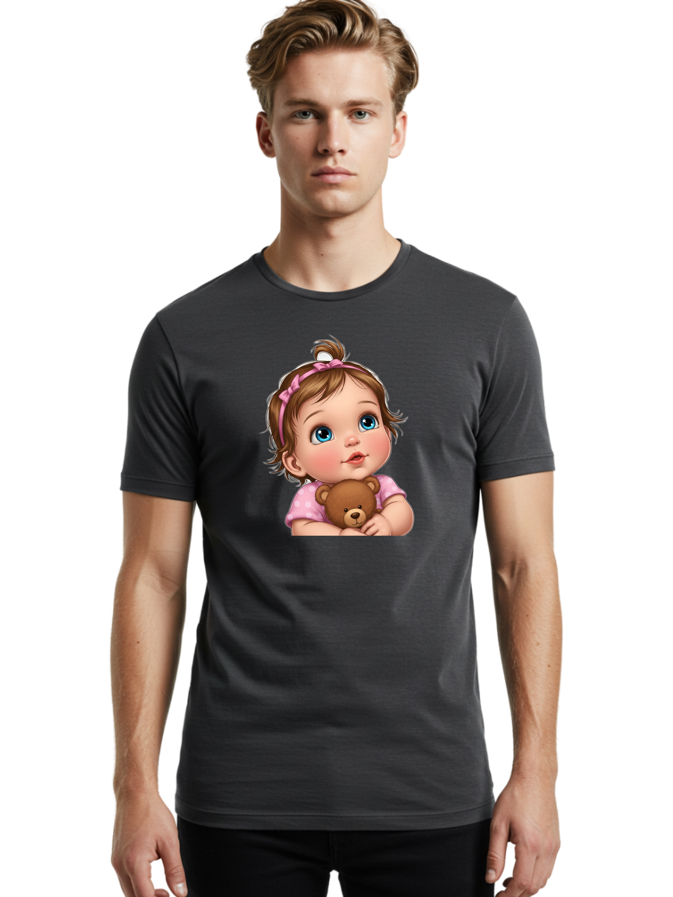 Baby-Girl-With-Teddy-Bear-2 Men'S Graphic Tee, 100% Cotton, Comfortable Casual Summer Wear, Machine Washable, Vintage Camera, Old Camera, Antique Camera, Black Camera, Classic Photography, Photography Equipment, Nostalgic Device, Film Camera, Bak012 16