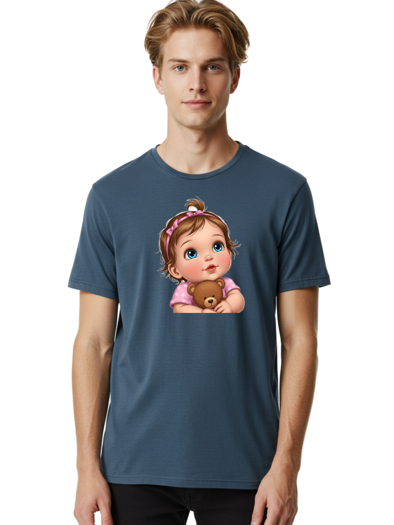 Baby-Girl-With-Teddy-Bear-2 Men'S Graphic Tee, 100% Cotton, Comfortable Casual Summer Wear, Machine Washable, Vintage Camera, Old Camera, Antique Camera, Black Camera, Classic Photography, Photography Equipment, Nostalgic Device, Film Camera, Bak012 30