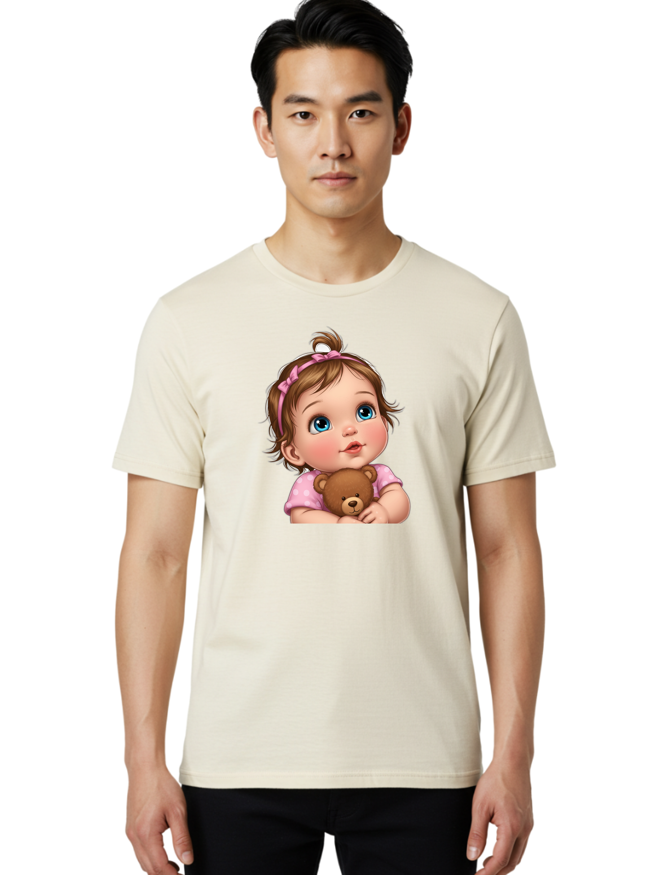 Baby-Girl-With-Teddy-Bear-2 Men'S Graphic Tee, 100% Cotton, Comfortable Casual Summer Wear, Machine Washable, Vintage Camera, Old Camera, Antique Camera, Black Camera, Classic Photography, Photography Equipment, Nostalgic Device, Film Camera, Bak012 17