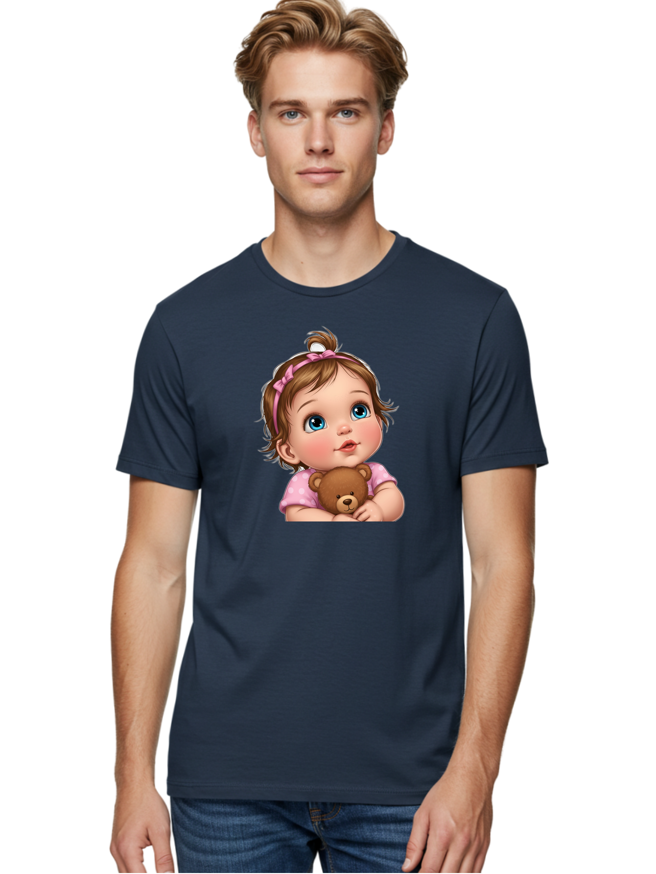Baby-Girl-With-Teddy-Bear-2 Men'S Graphic Tee, 100% Cotton, Comfortable Casual Summer Wear, Machine Washable, Vintage Camera, Old Camera, Antique Camera, Black Camera, Classic Photography, Photography Equipment, Nostalgic Device, Film Camera, Bak012 23