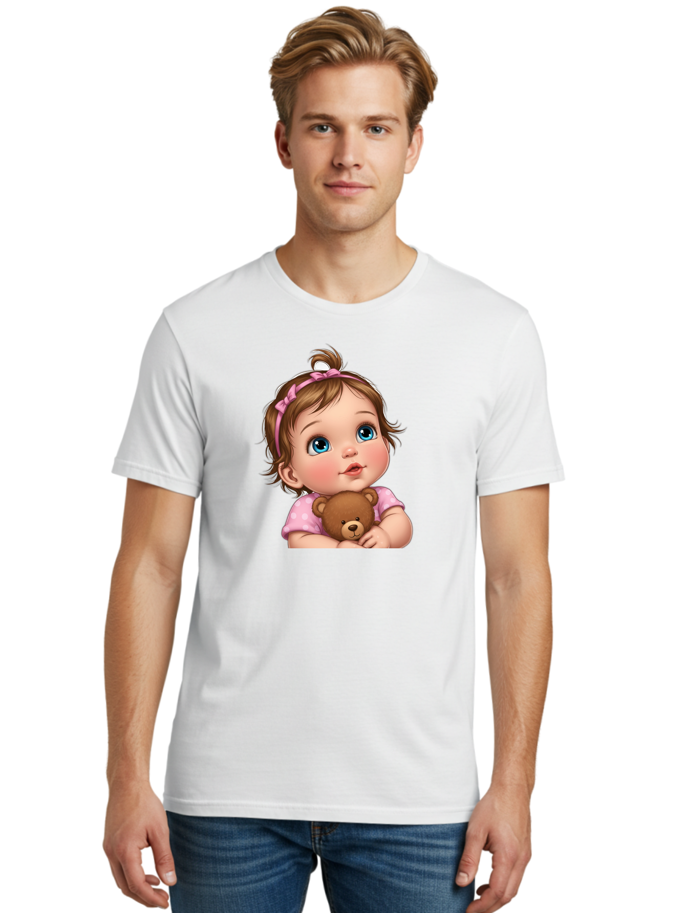 Baby-Girl-With-Teddy-Bear-2 Men'S Graphic Tee, 100% Cotton, Comfortable Casual Summer Wear, Machine Washable, Vintage Camera, Old Camera, Antique Camera, Black Camera, Classic Photography, Photography Equipment, Nostalgic Device, Film Camera, Bak012 22