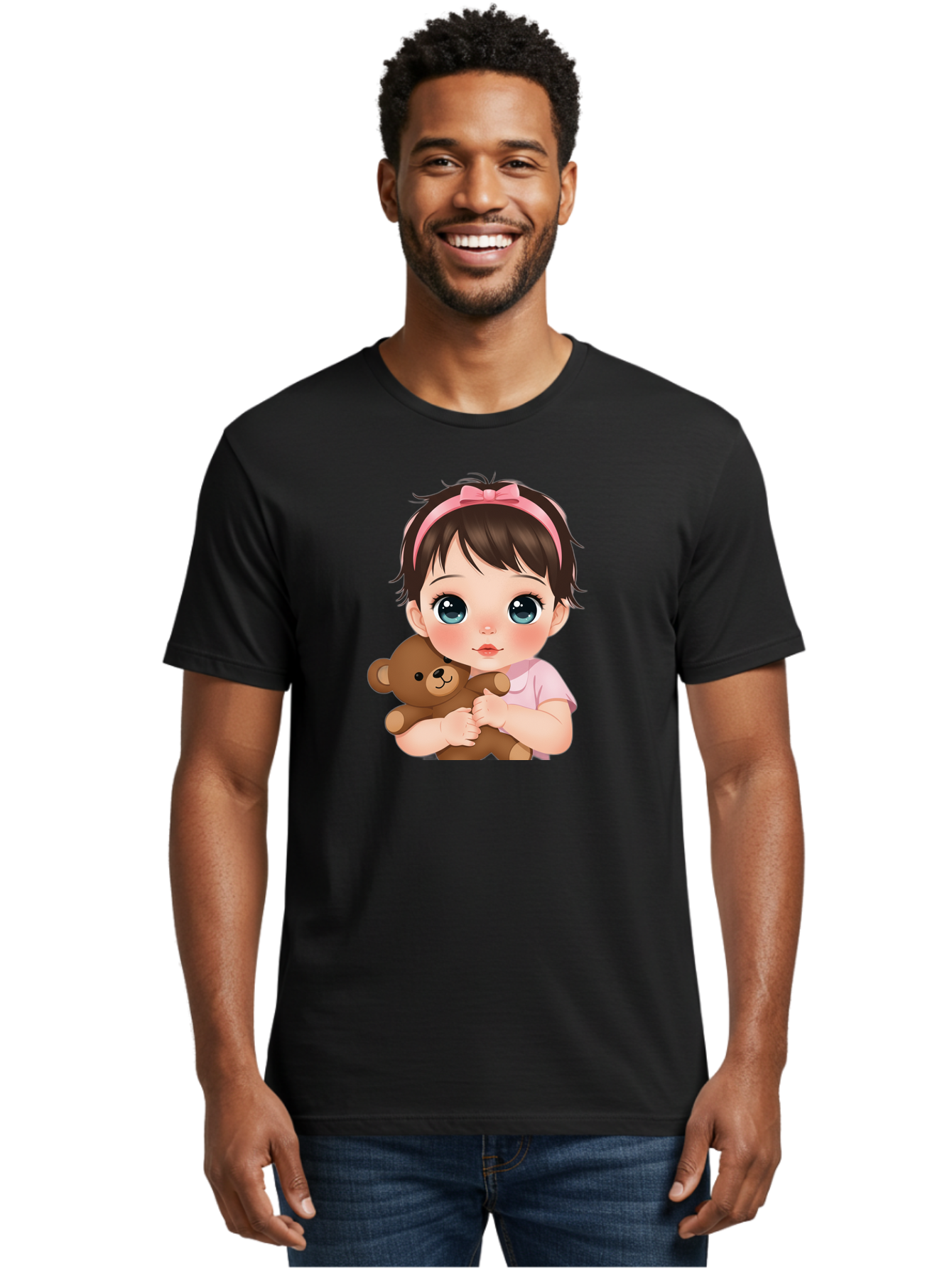 Baby-Girl-With-Teddy Men'S Graphic Tee, 100% Cotton, Comfortable Casual Summer Wear, Machine Washable, Vintage Camera, Old Camera, Antique Camera, Black Camera, Classic Photography, Photography Equipment, Nostalgic Device, Film Camera, Bak014 21