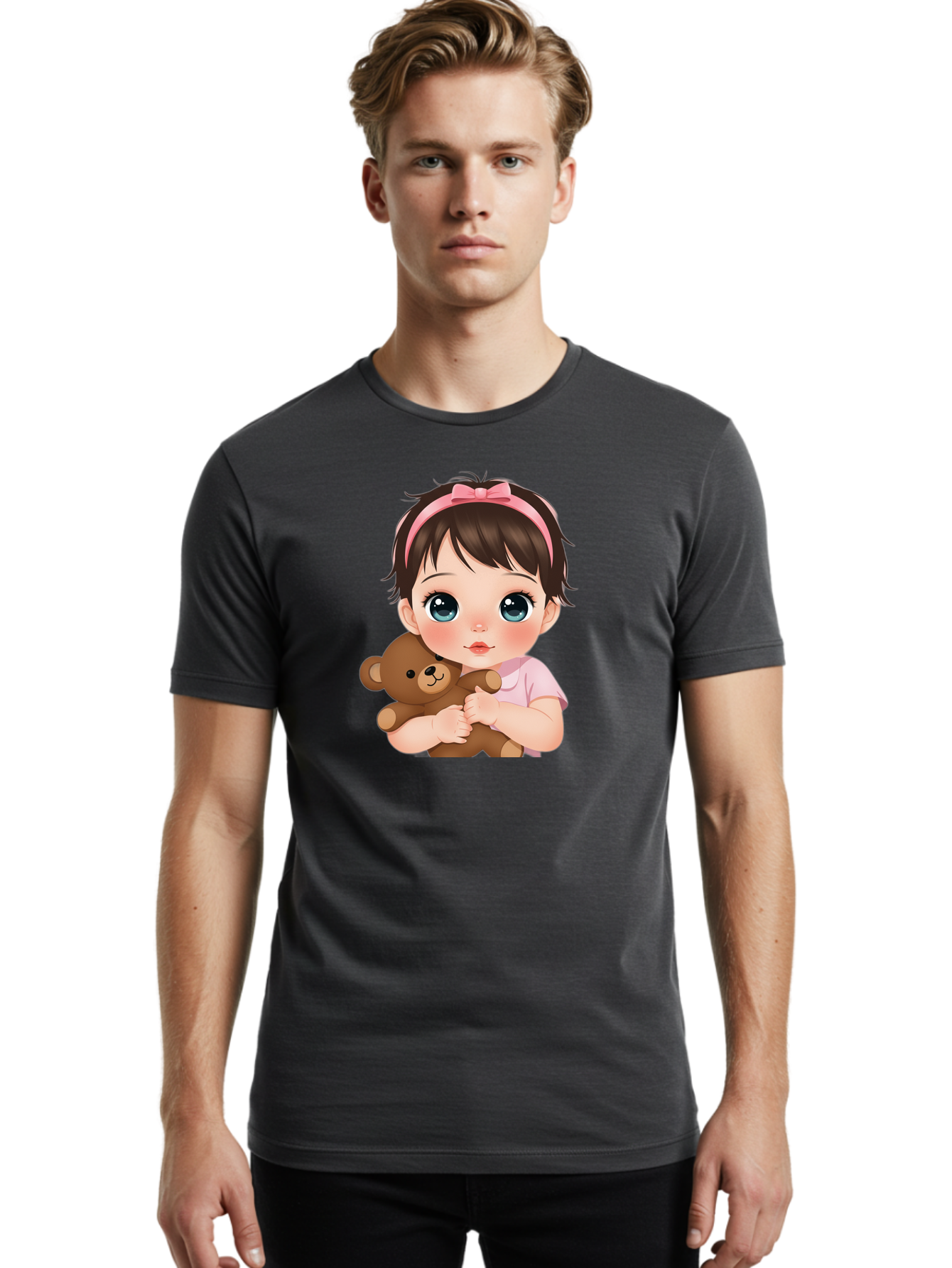 Baby-Girl-With-Teddy Men'S Graphic Tee, 100% Cotton, Comfortable Casual Summer Wear, Machine Washable, Vintage Camera, Old Camera, Antique Camera, Black Camera, Classic Photography, Photography Equipment, Nostalgic Device, Film Camera, Bak014 27