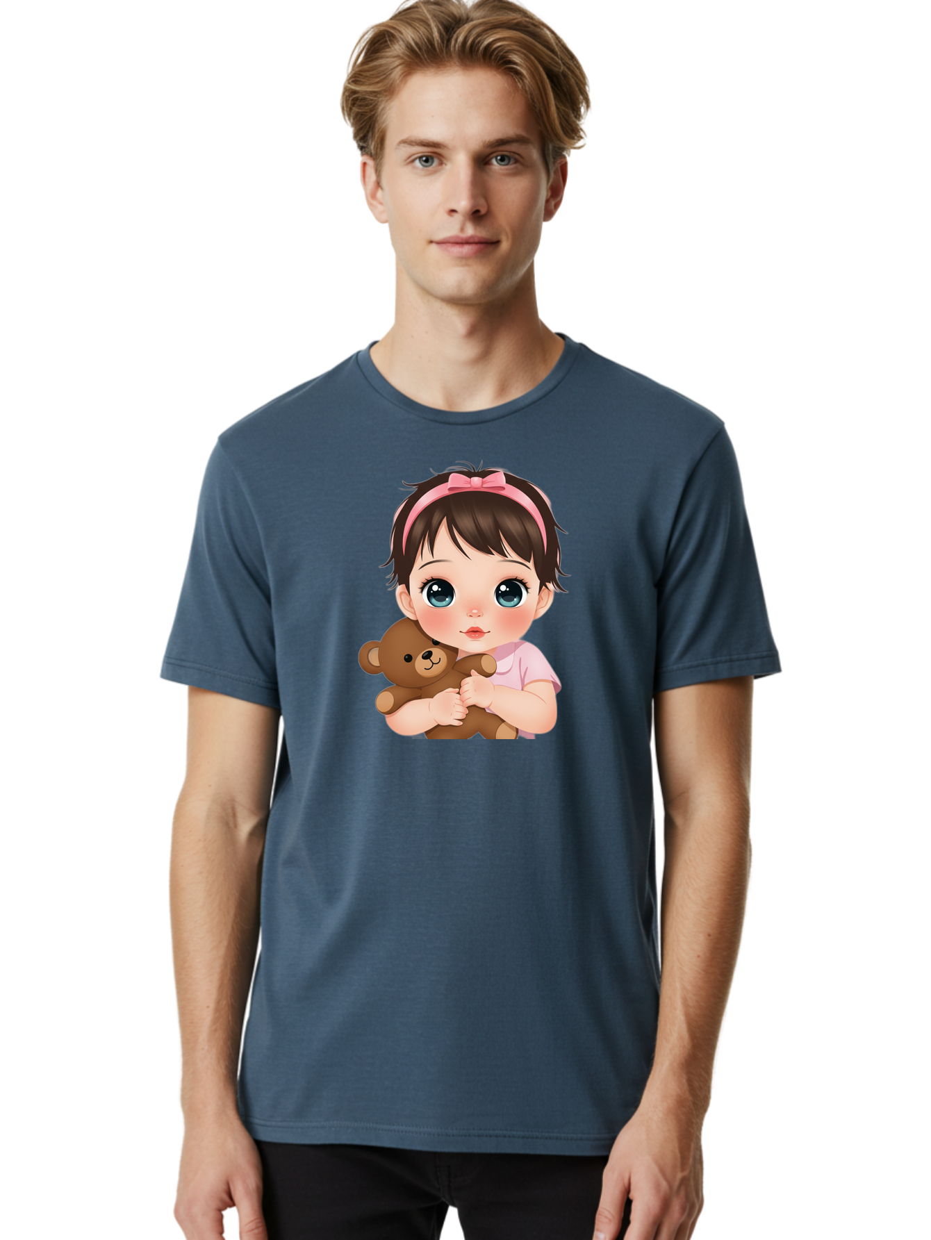 Baby-Girl-With-Teddy Men'S Graphic Tee, 100% Cotton, Comfortable Casual Summer Wear, Machine Washable, Vintage Camera, Old Camera, Antique Camera, Black Camera, Classic Photography, Photography Equipment, Nostalgic Device, Film Camera, Bak014 30