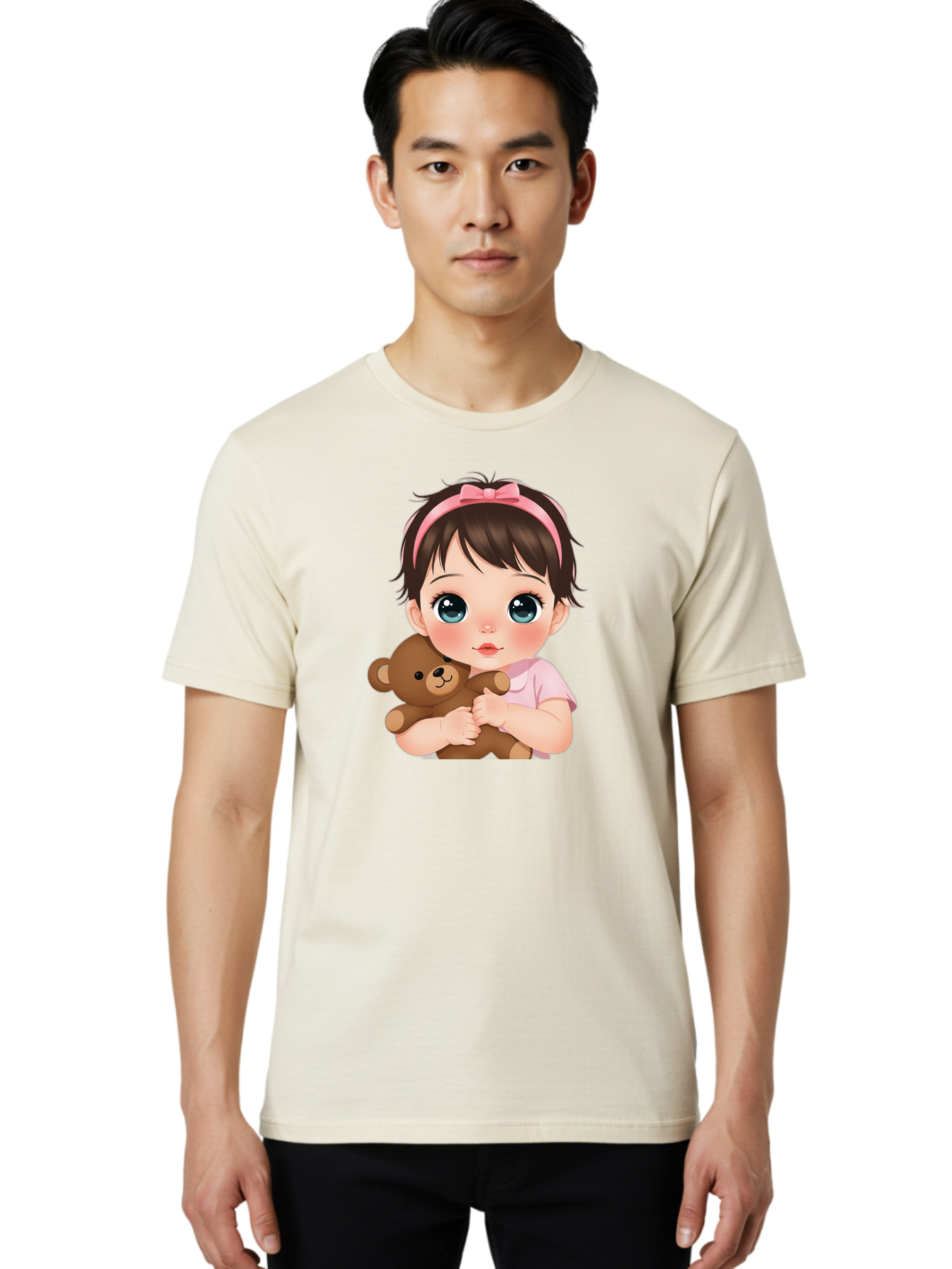 Baby-Girl-With-Teddy Men'S Graphic Tee, 100% Cotton, Comfortable Casual Summer Wear, Machine Washable, Vintage Camera, Old Camera, Antique Camera, Black Camera, Classic Photography, Photography Equipment, Nostalgic Device, Film Camera, Bak014 29