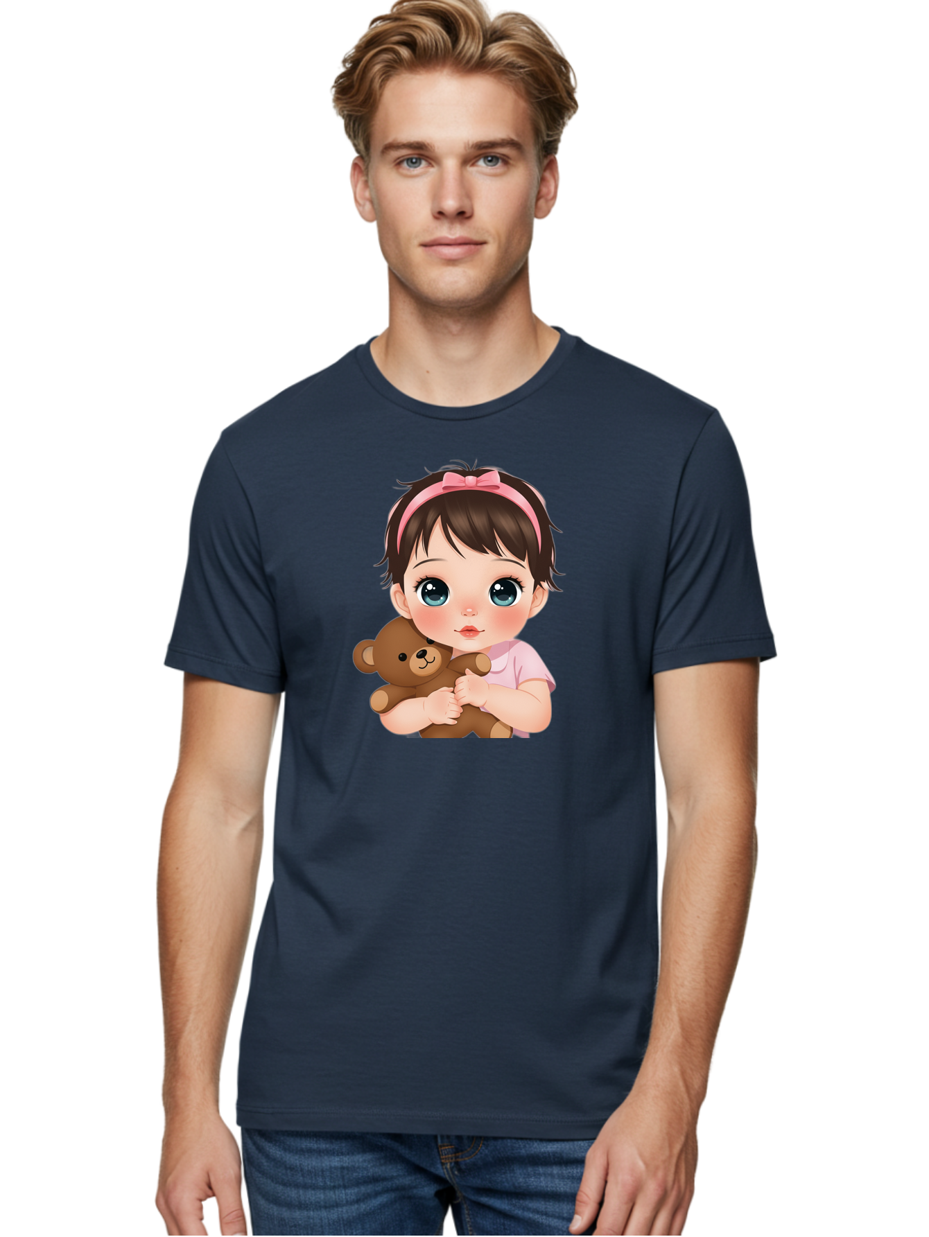 Baby-Girl-With-Teddy Men'S Graphic Tee, 100% Cotton, Comfortable Casual Summer Wear, Machine Washable, Vintage Camera, Old Camera, Antique Camera, Black Camera, Classic Photography, Photography Equipment, Nostalgic Device, Film Camera, Bak014 16