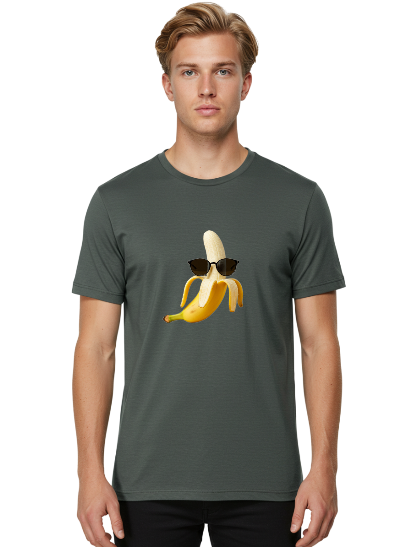 Banana-Sunglasses Men'S Graphic Tee, 100% Cotton, Comfortable Casual Summer Wear, Machine Washable, Vintage Camera, Old Camera, Antique Camera, Black Camera, Classic Photography, Photography Equipment, Nostalgic Device, Film Camera, Camera Art Bak029 21