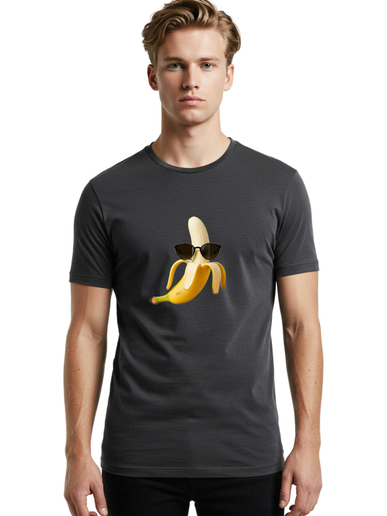 Banana-Sunglasses Men'S Graphic Tee, 100% Cotton, Comfortable Casual Summer Wear, Machine Washable, Vintage Camera, Old Camera, Antique Camera, Black Camera, Classic Photography, Photography Equipment, Nostalgic Device, Film Camera, Camera Art Bak029 30