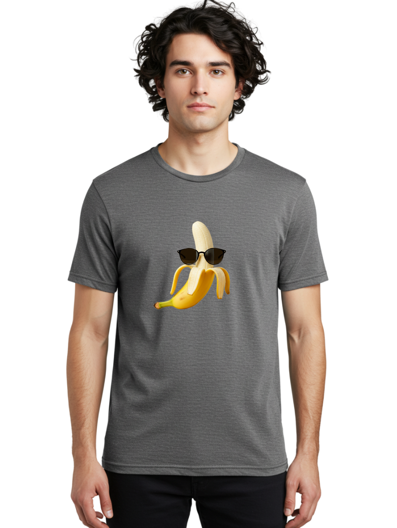 Banana-Sunglasses Men'S Graphic Tee, 100% Cotton, Comfortable Casual Summer Wear, Machine Washable, Vintage Camera, Old Camera, Antique Camera, Black Camera, Classic Photography, Photography Equipment, Nostalgic Device, Film Camera, Camera Art Bak029 23