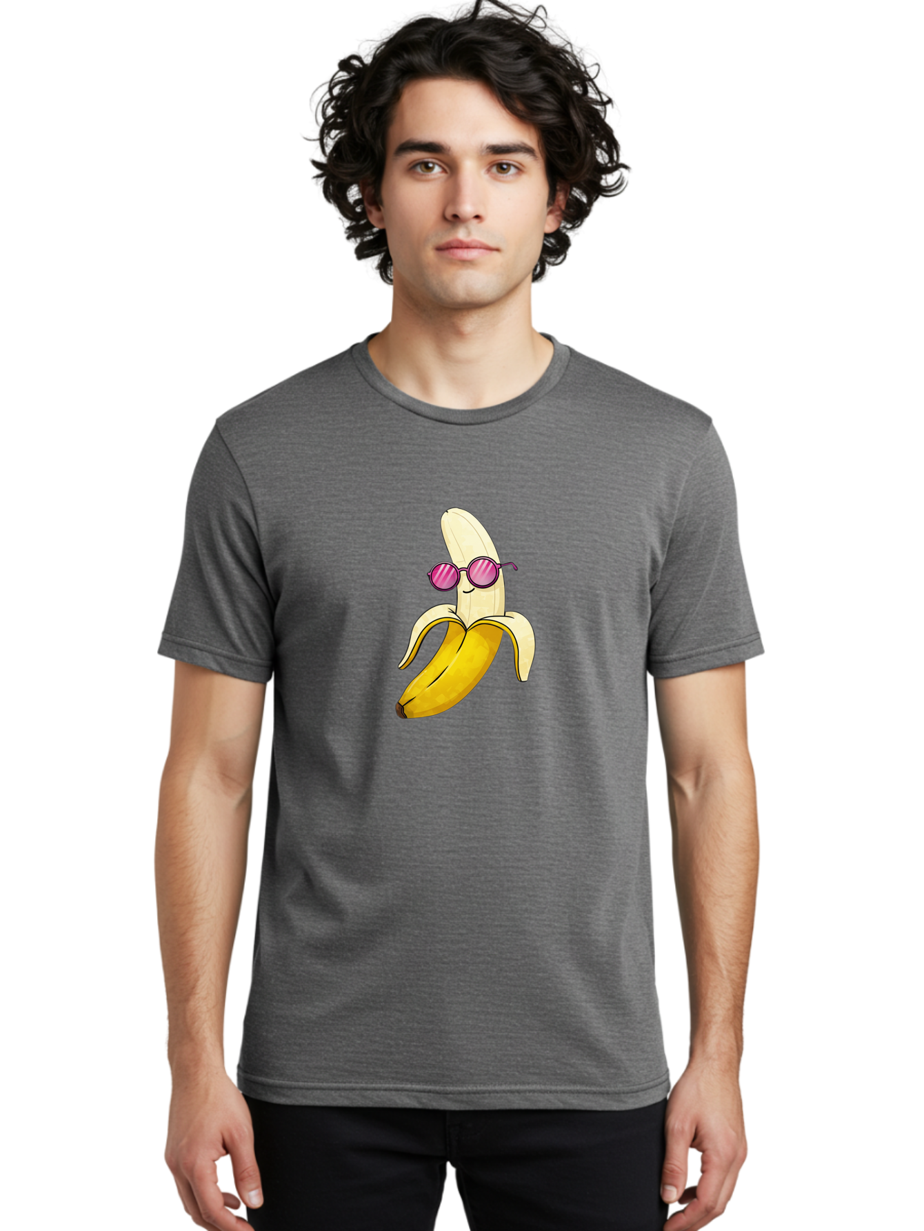 Banana-With-Sunglasses-2 Men'S Graphic Tee, 100% Cotton, Comfortable Casual Summer Wear, Machine Washable, Vintage Camera, Old Camera, Antique Camera, Black Camera, Classic Photography, Photography Equipment, Nostalgic Device, Film Camera, Bak032 25