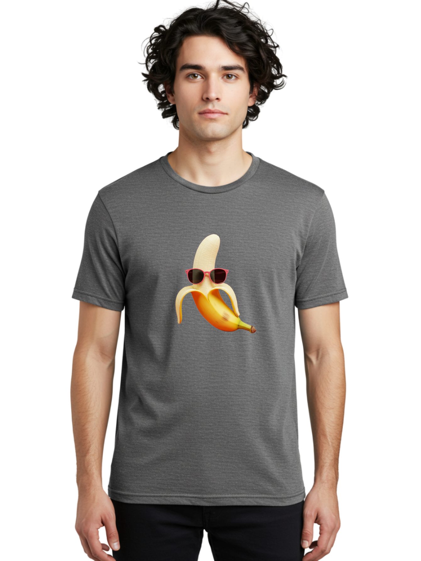 Banana-With-Sunglasses Men'S Graphic Tee, 100% Cotton, Comfortable Casual Summer Wear, Machine Washable, Vintage Camera, Old Camera, Antique Camera, Black Camera, Classic Photography, Photography Equipment, Nostalgic Device, Film Camera, Bak033 17