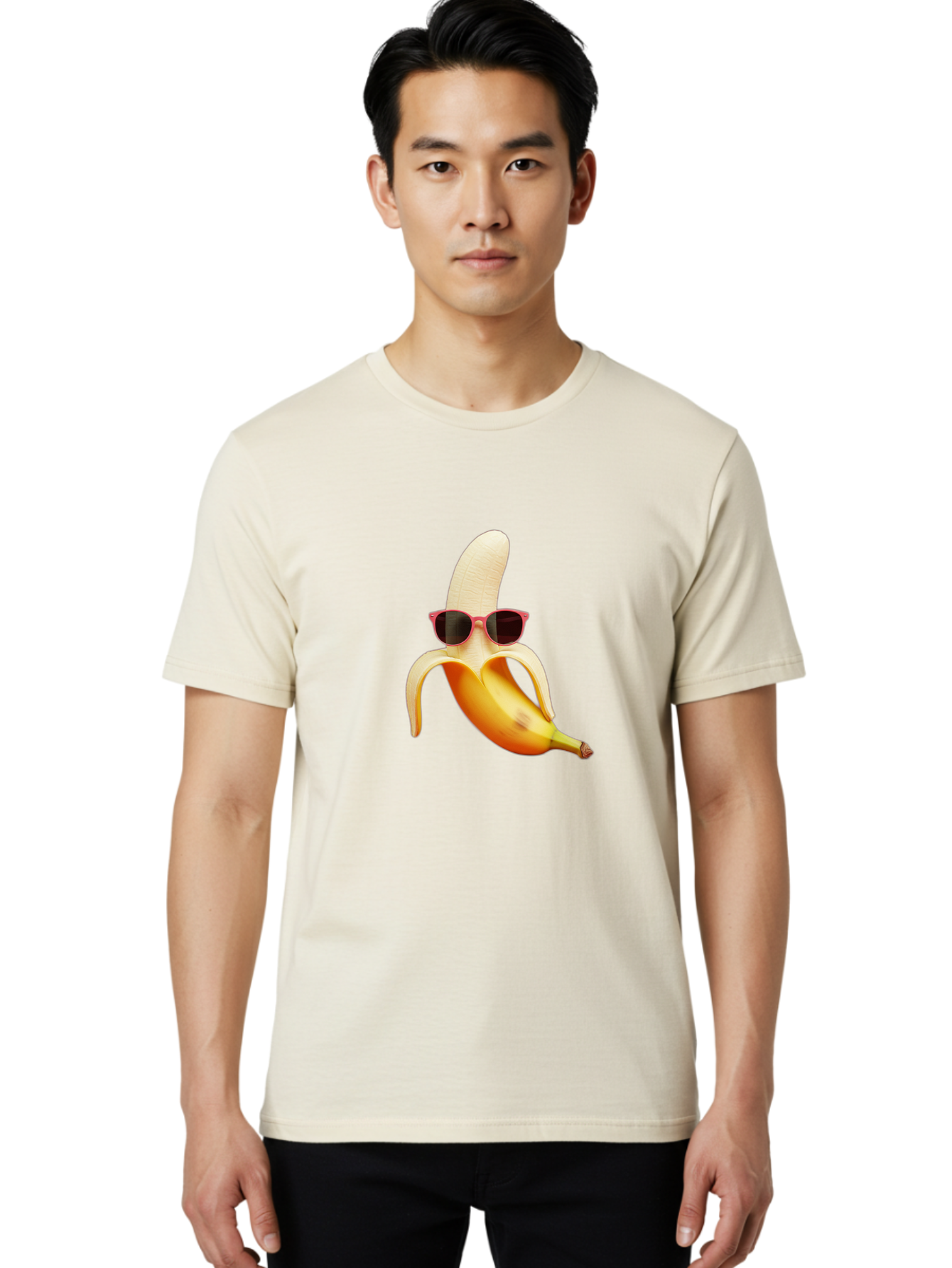 Banana-With-Sunglasses Men'S Graphic Tee, 100% Cotton, Comfortable Casual Summer Wear, Machine Washable, Vintage Camera, Old Camera, Antique Camera, Black Camera, Classic Photography, Photography Equipment, Nostalgic Device, Film Camera, Bak033 20