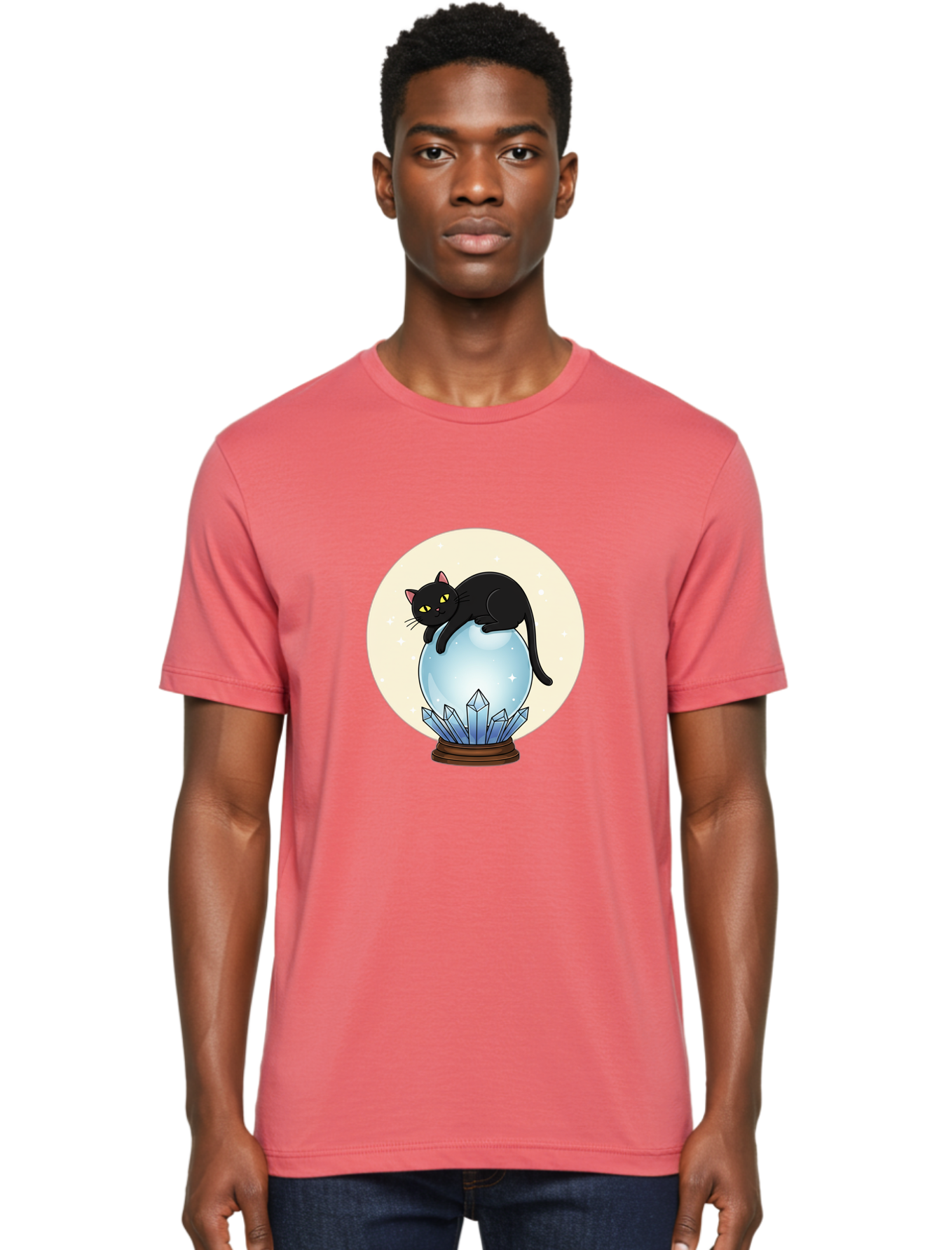 Black-Cat-Crystal-Ball Men'S Graphic Tee, 100% Cotton, Comfortable Casual Summer Wear, Machine Washable, Vintage Camera, Old Camera, Antique Camera, Black Camera, Classic Photography, Photography Equipment, Nostalgic Device, Film Camera, Bak062 26
