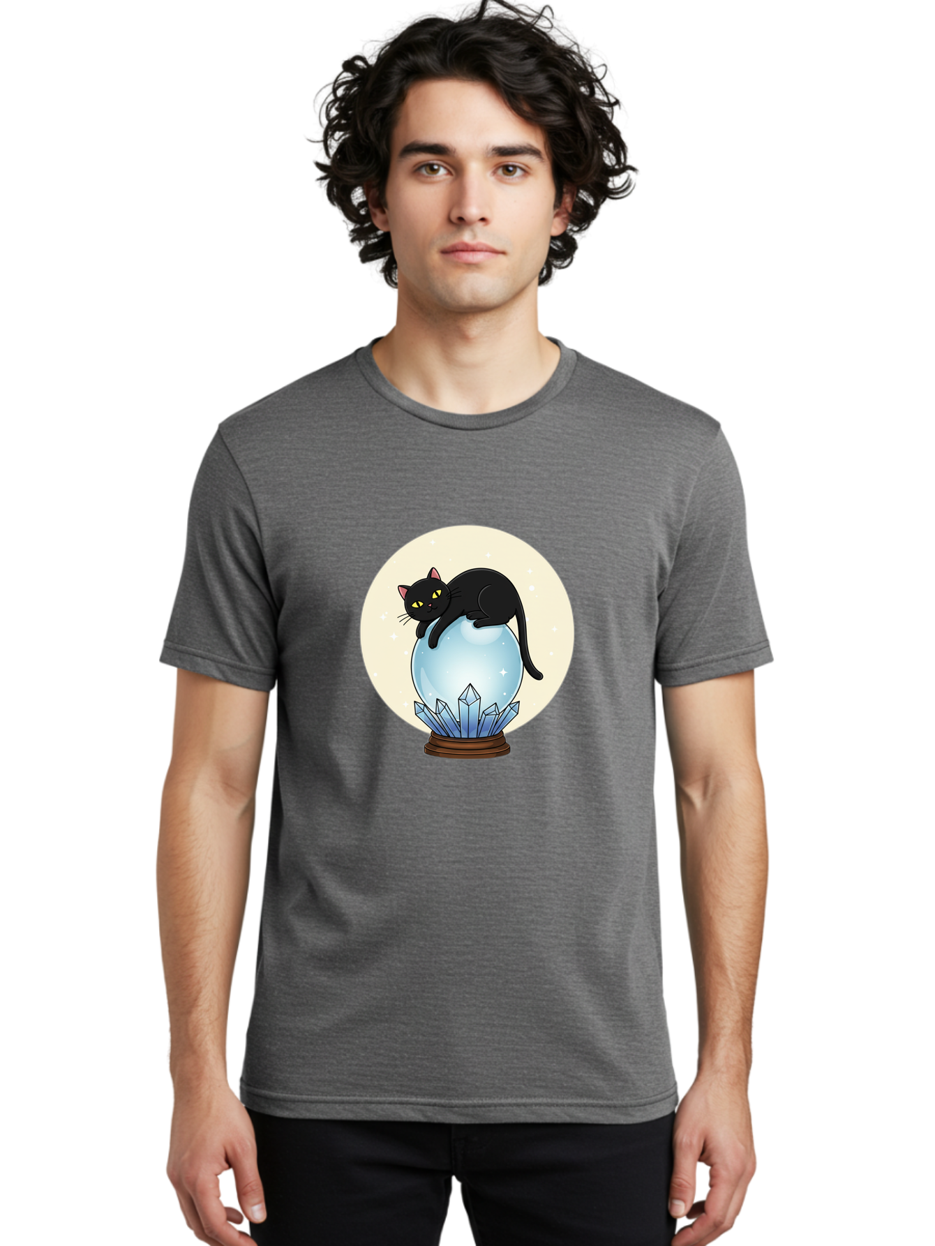 Black-Cat-Crystal-Ball Men'S Graphic Tee, 100% Cotton, Comfortable Casual Summer Wear, Machine Washable, Vintage Camera, Old Camera, Antique Camera, Black Camera, Classic Photography, Photography Equipment, Nostalgic Device, Film Camera, Bak062 24