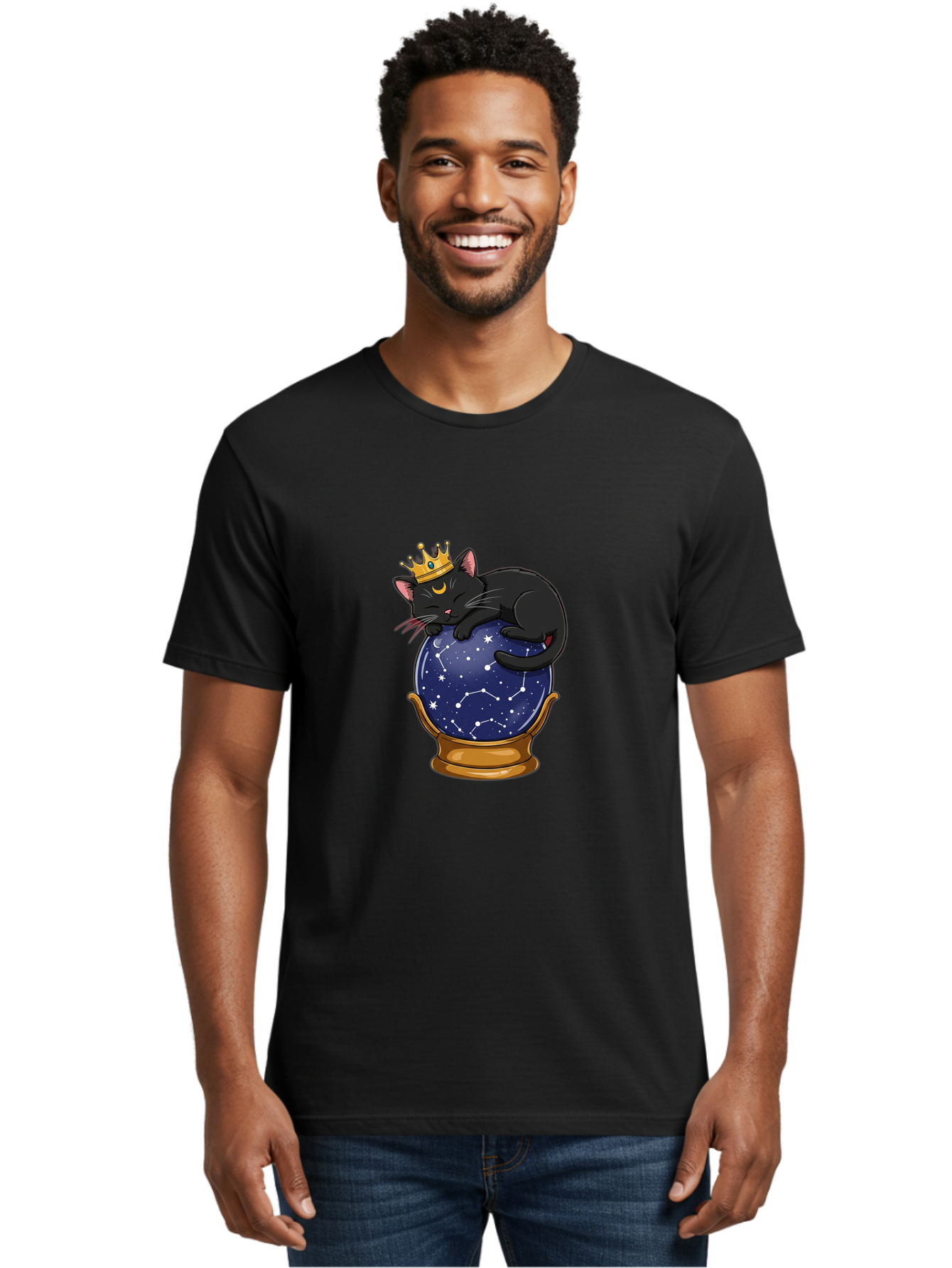 Black-Cat-On-Crystal-Ball-1 Men'S Graphic Tee, 100% Cotton, Comfortable Casual Summer Wear, Machine Washable, Vintage Camera, Old Camera, Antique Camera, Black Camera, Classic Photography, Photography Equipment, Nostalgic Device, Film Camera, Bak063 22