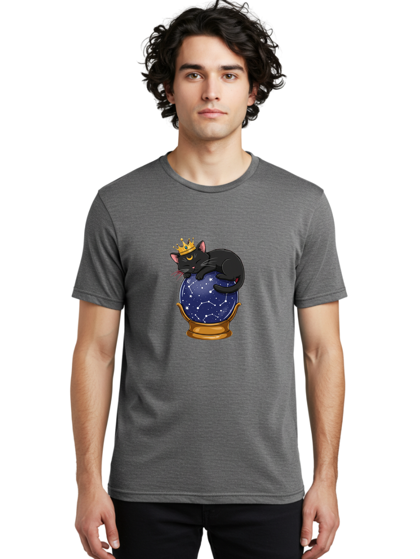 Black-Cat-On-Crystal-Ball-1 Men'S Graphic Tee, 100% Cotton, Comfortable Casual Summer Wear, Machine Washable, Vintage Camera, Old Camera, Antique Camera, Black Camera, Classic Photography, Photography Equipment, Nostalgic Device, Film Camera, Bak063 29