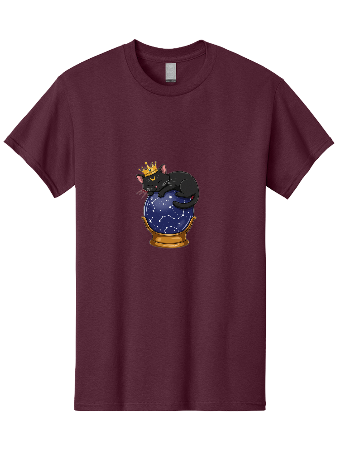 Black-Cat-On-Crystal-Ball-1 Men'S Graphic Tee, 100% Cotton, Comfortable Casual Summer Wear, Machine Washable, Vintage Camera, Old Camera, Antique Camera, Black Camera, Classic Photography, Photography Equipment, Nostalgic Device, Film Camera, Bak063 1