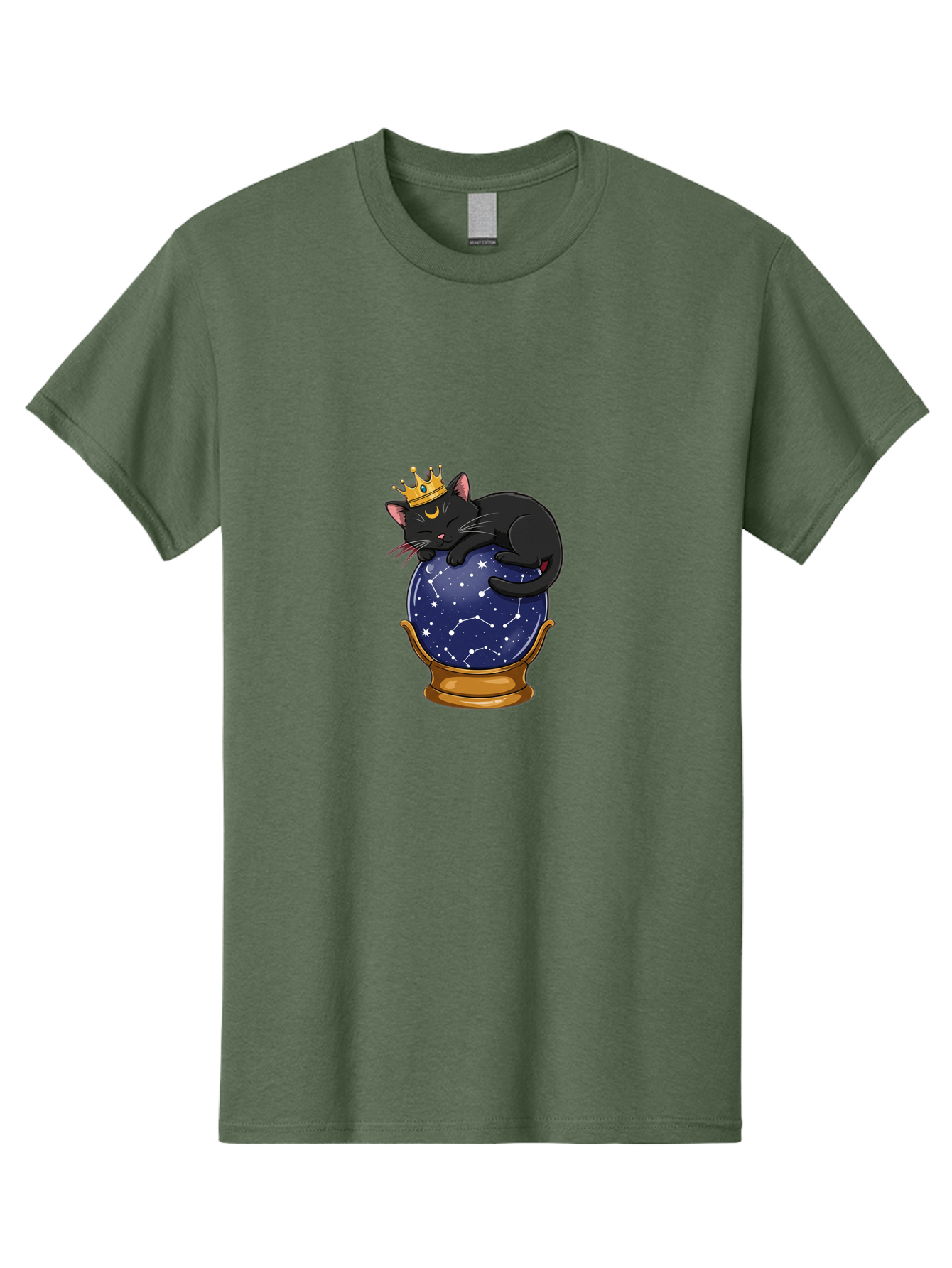 Black-Cat-On-Crystal-Ball-1 Men'S Graphic Tee, 100% Cotton, Comfortable Casual Summer Wear, Machine Washable, Vintage Camera, Old Camera, Antique Camera, Black Camera, Classic Photography, Photography Equipment, Nostalgic Device, Film Camera, Bak063 2