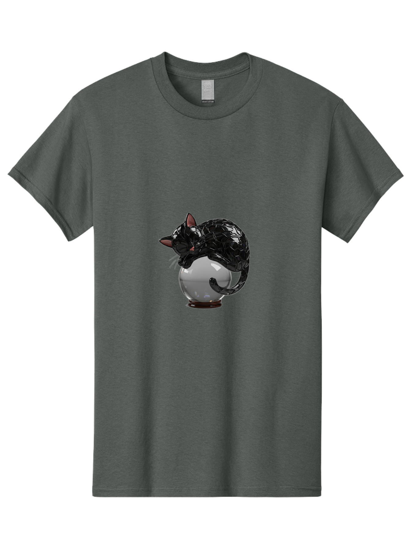Black-Cat-On-Crystal-Ball-2 Men'S Graphic Tee, 100% Cotton, Comfortable Casual Summer Wear, Machine Washable, Vintage Camera, Old Camera, Antique Camera, Black Camera, Classic Photography, Photography Equipment, Nostalgic Device, Film Camera, Bak064 7