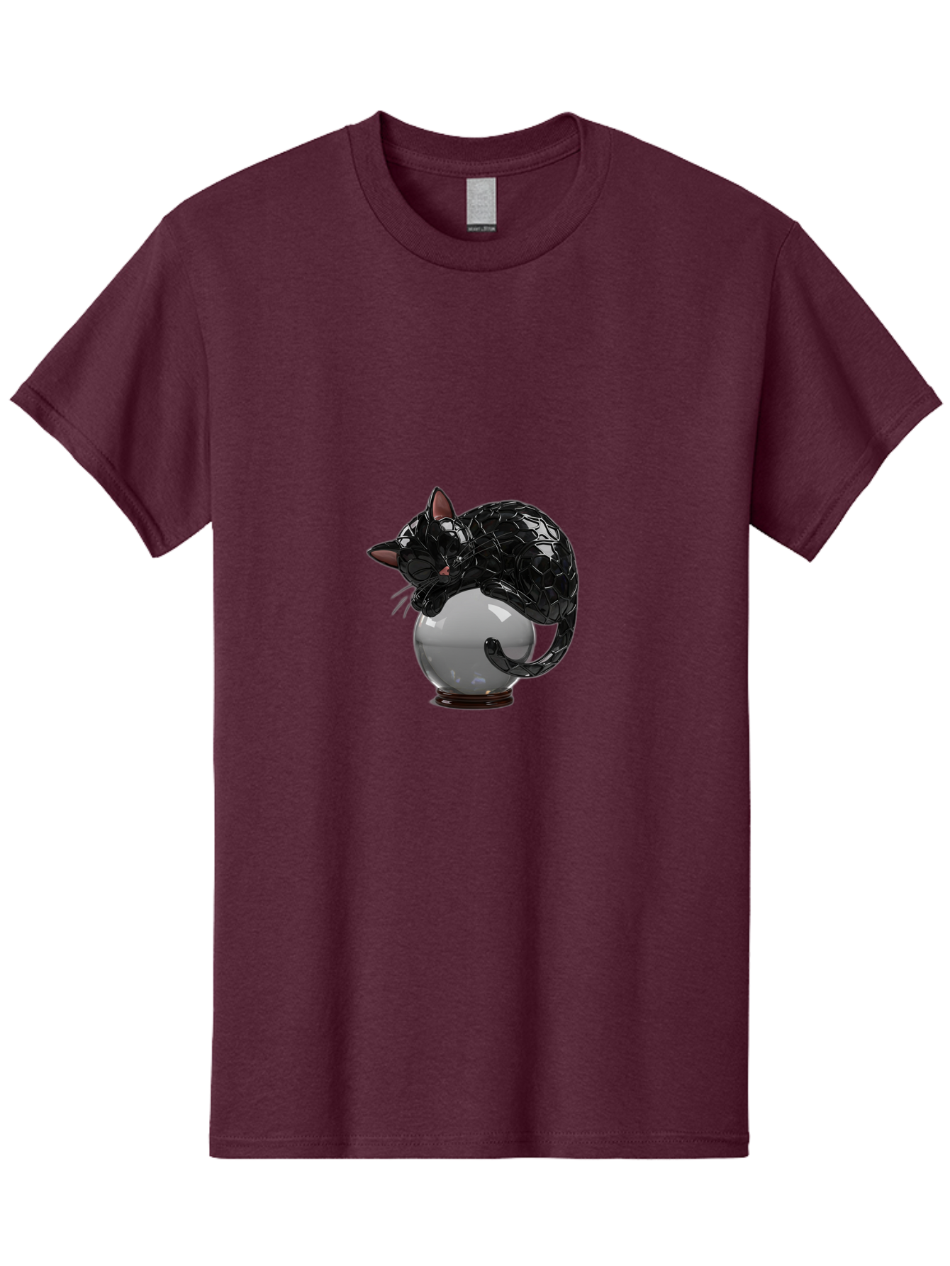 Black-Cat-On-Crystal-Ball-2 Men'S Graphic Tee, 100% Cotton, Comfortable Casual Summer Wear, Machine Washable, Vintage Camera, Old Camera, Antique Camera, Black Camera, Classic Photography, Photography Equipment, Nostalgic Device, Film Camera, Bak064 3