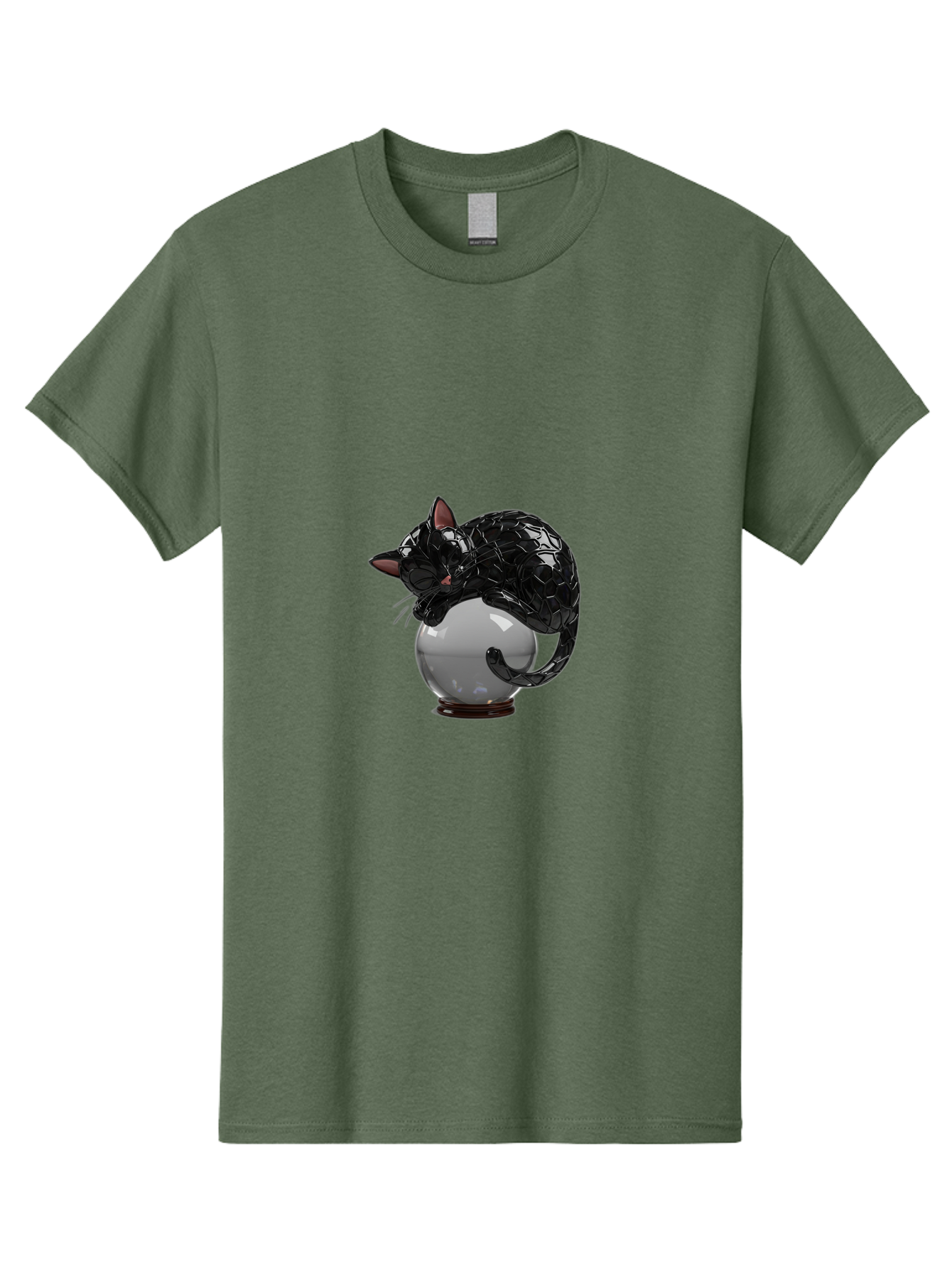 Black-Cat-On-Crystal-Ball-2 Men'S Graphic Tee, 100% Cotton, Comfortable Casual Summer Wear, Machine Washable, Vintage Camera, Old Camera, Antique Camera, Black Camera, Classic Photography, Photography Equipment, Nostalgic Device, Film Camera, Bak064 11