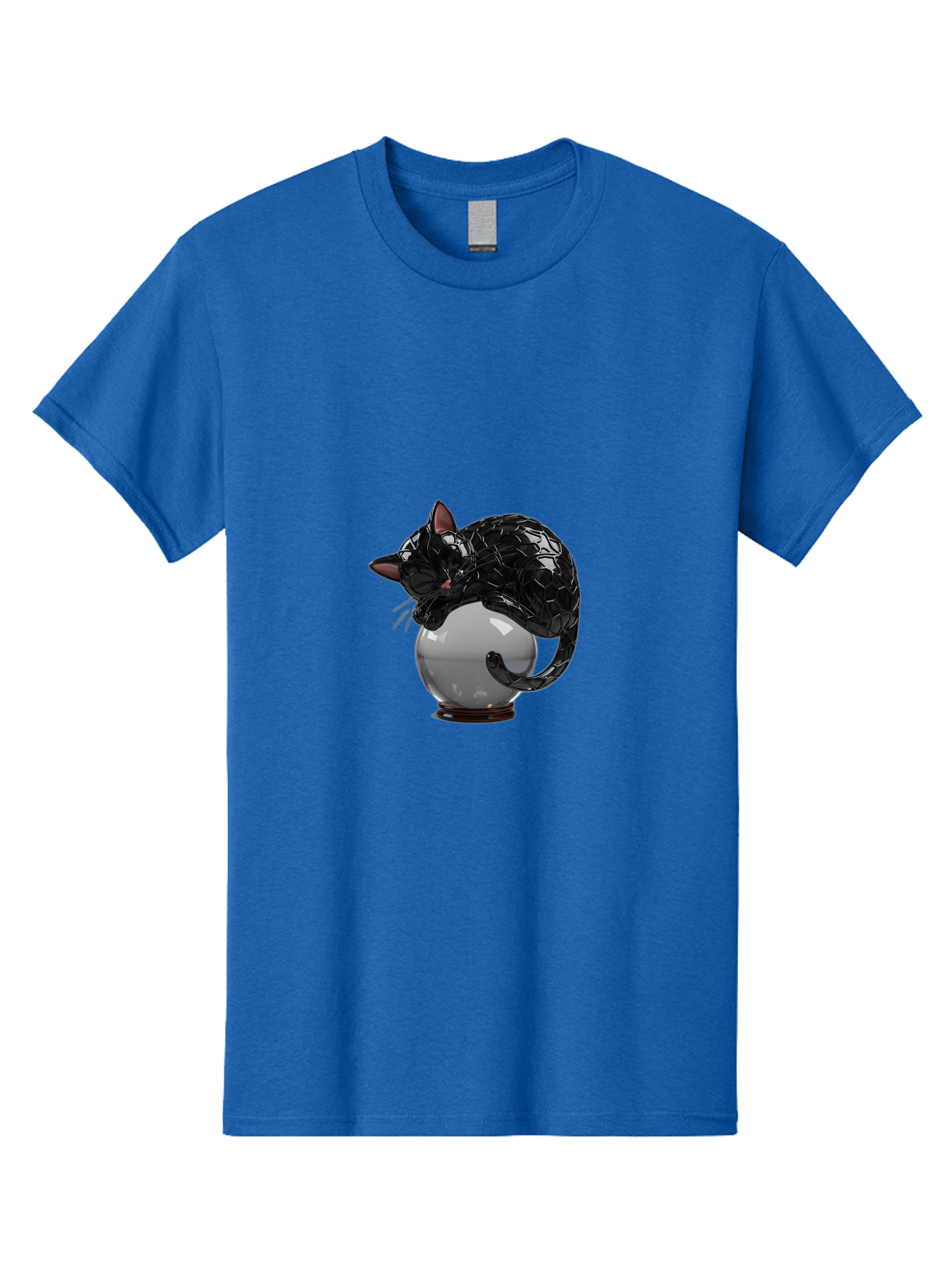 Black-Cat-On-Crystal-Ball-2 Men'S Graphic Tee, 100% Cotton, Comfortable Casual Summer Wear, Machine Washable, Vintage Camera, Old Camera, Antique Camera, Black Camera, Classic Photography, Photography Equipment, Nostalgic Device, Film Camera, Bak064 6