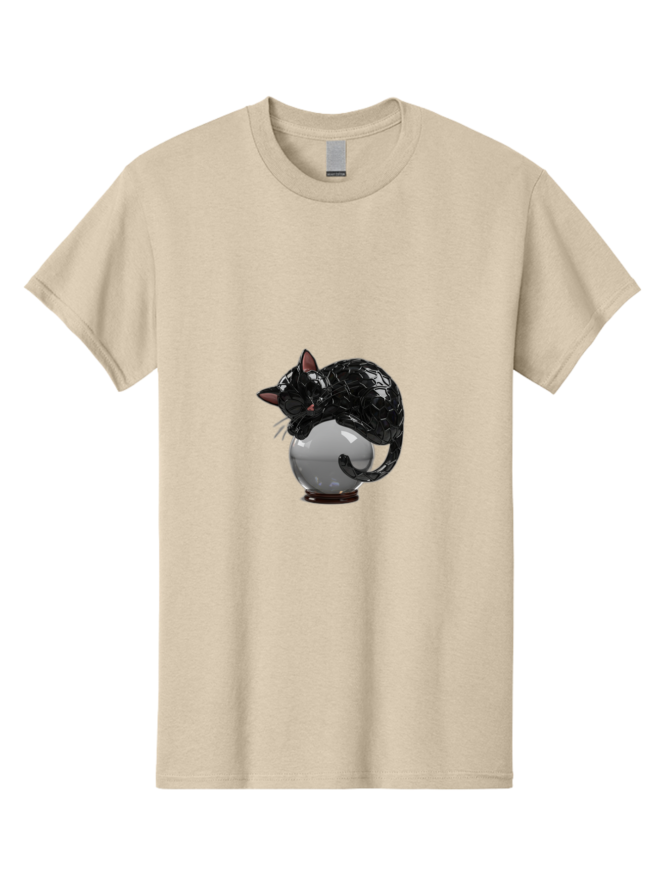 Black-Cat-On-Crystal-Ball-2 Men'S Graphic Tee, 100% Cotton, Comfortable Casual Summer Wear, Machine Washable, Vintage Camera, Old Camera, Antique Camera, Black Camera, Classic Photography, Photography Equipment, Nostalgic Device, Film Camera, Bak064 2