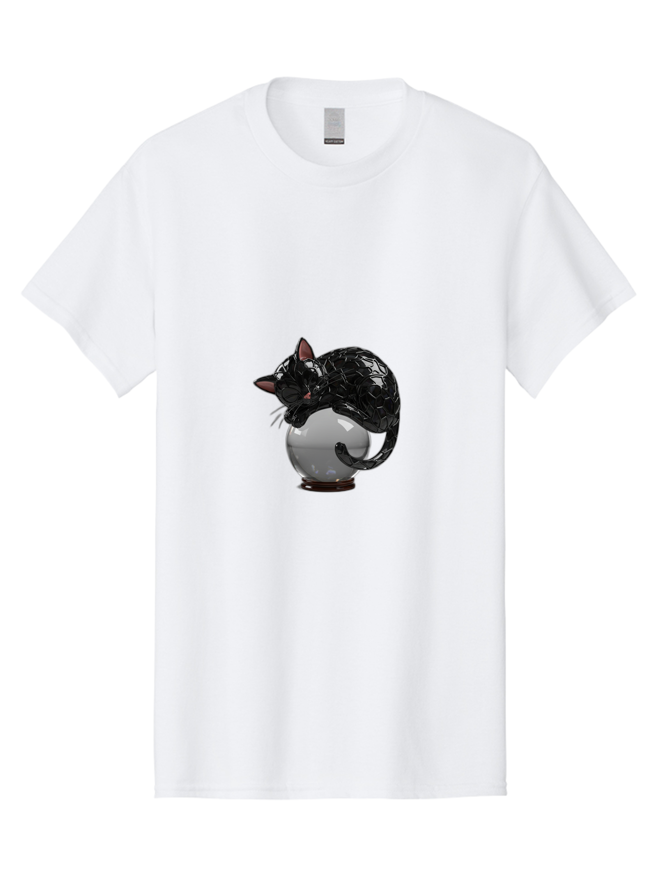 Black-Cat-On-Crystal-Ball-2 Men'S Graphic Tee, 100% Cotton, Comfortable Casual Summer Wear, Machine Washable, Vintage Camera, Old Camera, Antique Camera, Black Camera, Classic Photography, Photography Equipment, Nostalgic Device, Film Camera, Bak064 12
